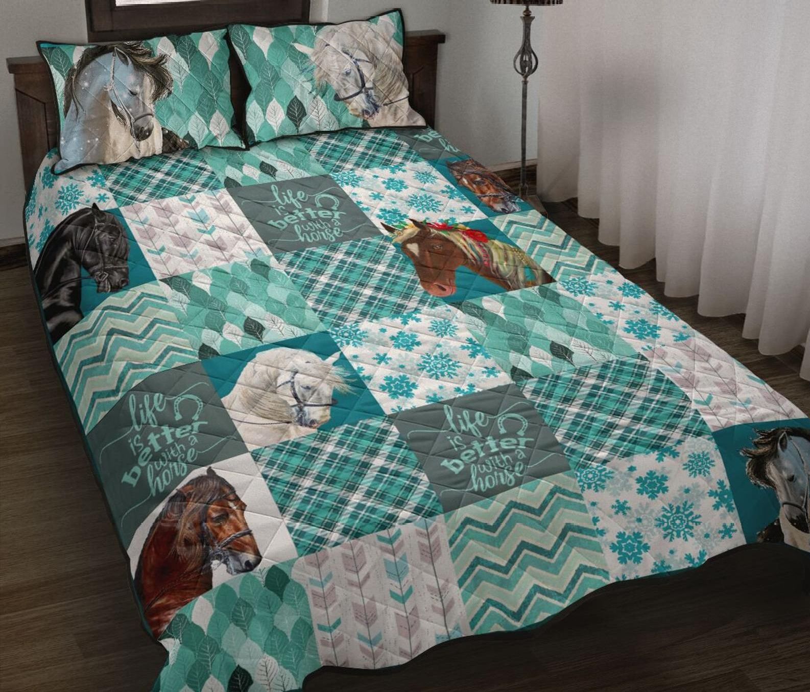 Horse Life Is Better With Horse Quilt Bedding Set Cotton Bed Sheets Spread Comforter Duvet Cover Bedding Sets