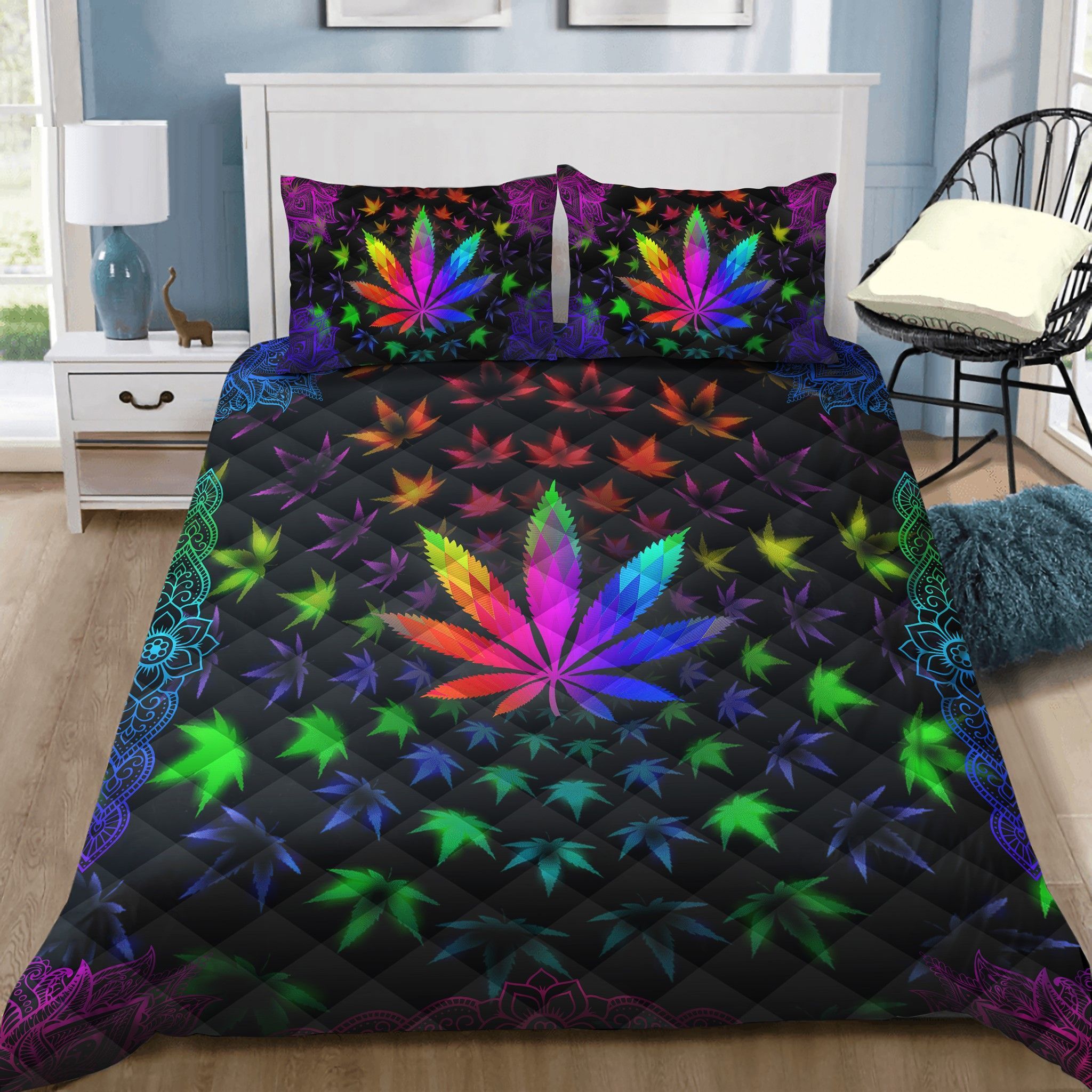 Ligerking 420 weed quilt bedding set