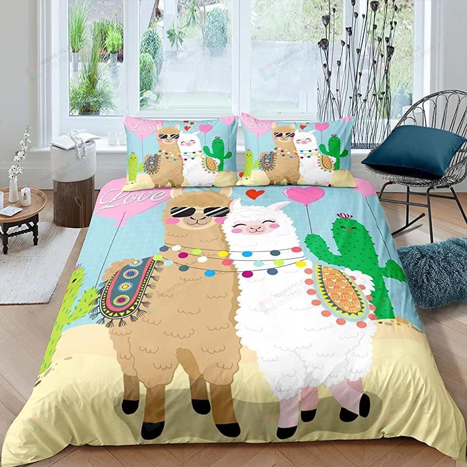 Alpaca Couple Love Bedding Set Bed Sheets Spread Comforter Duvet Cover Bedding Sets