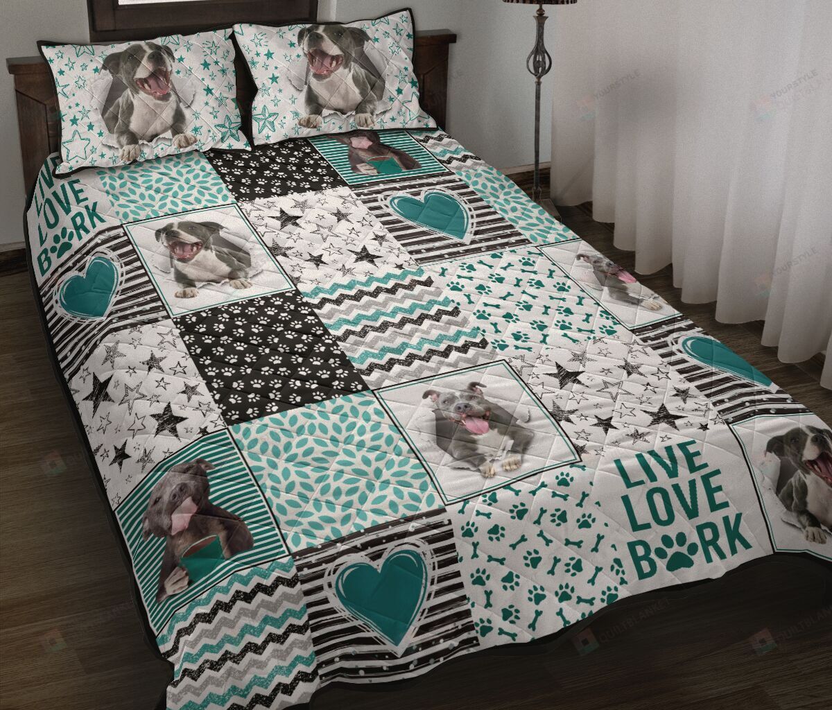 Live Love Pitbull Quilt Bedding Set