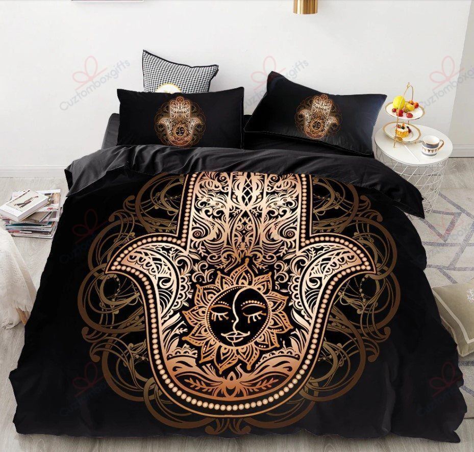 Hamsa Cotton Bed Sheets Spread Comforter Duvet Cover Bedding Sets