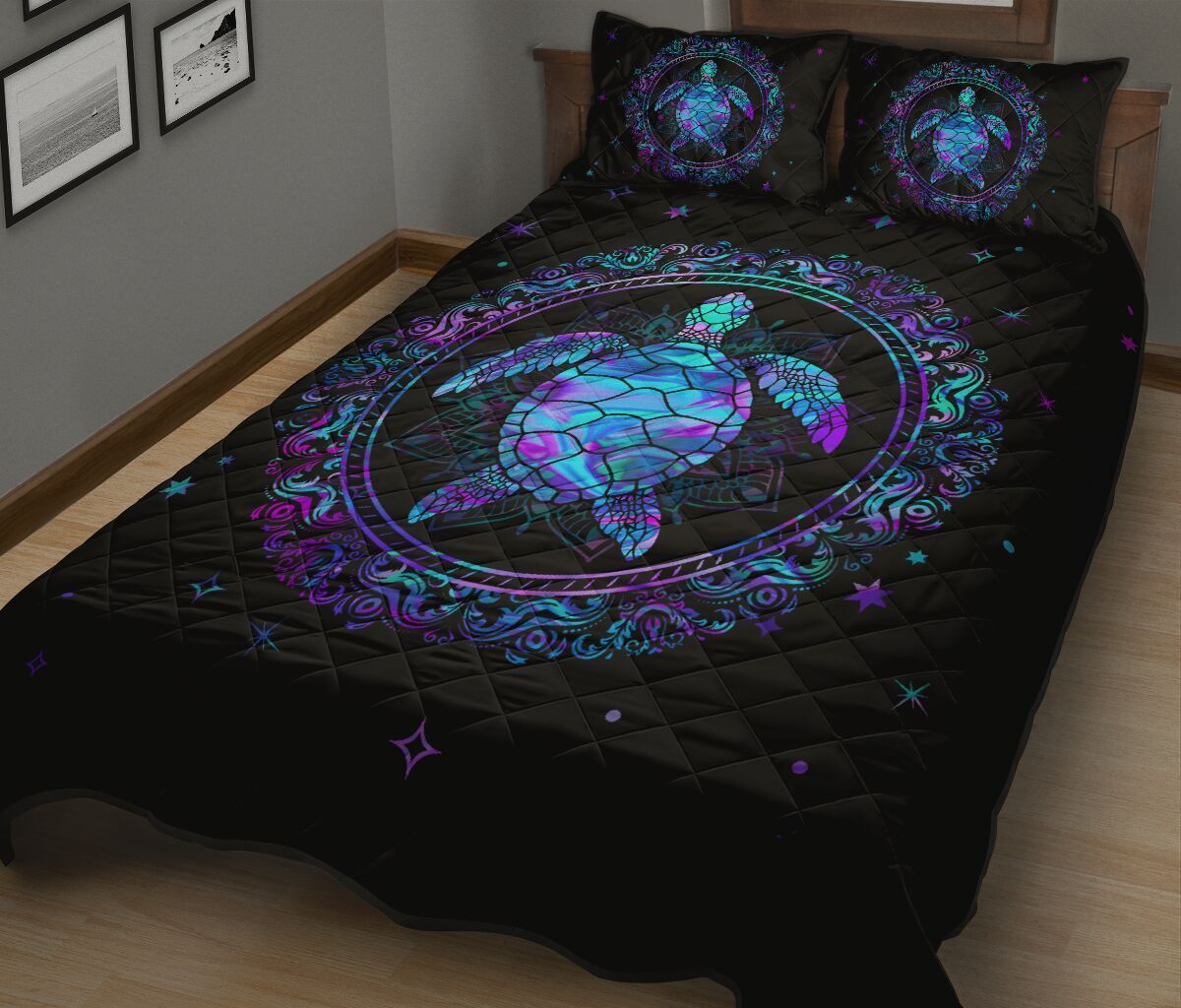 Turtle Neon Quilt Bedding Set Bed Sheets Spread Comforter Duvet Cover Bedding Sets