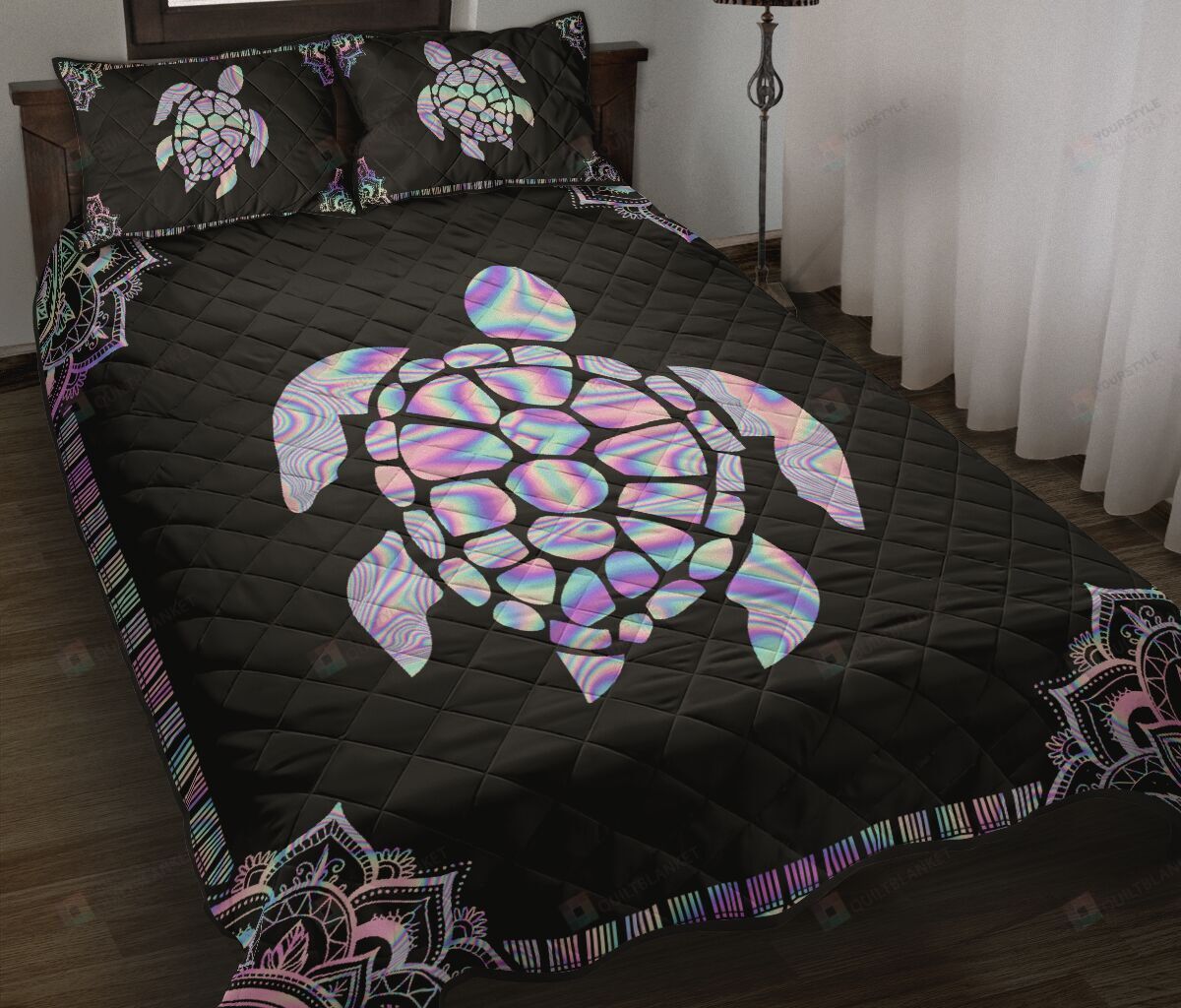 Ocean Turtle Hologram Quilt Bedding Set