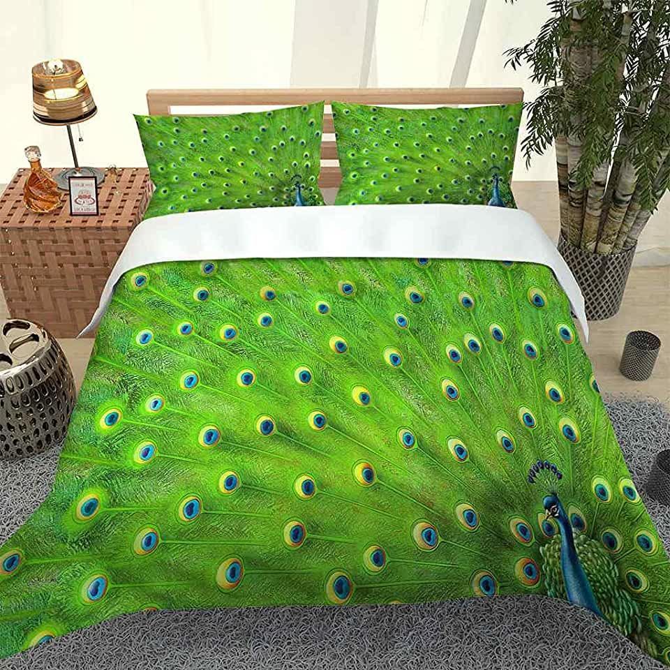 Green Peacock Bedding Sets Bed Sheets Spread Comforter Duvet Cover Bedding Sets