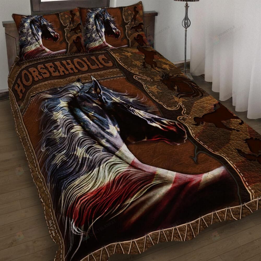 Patriotic Horse Quilt Bedding Set