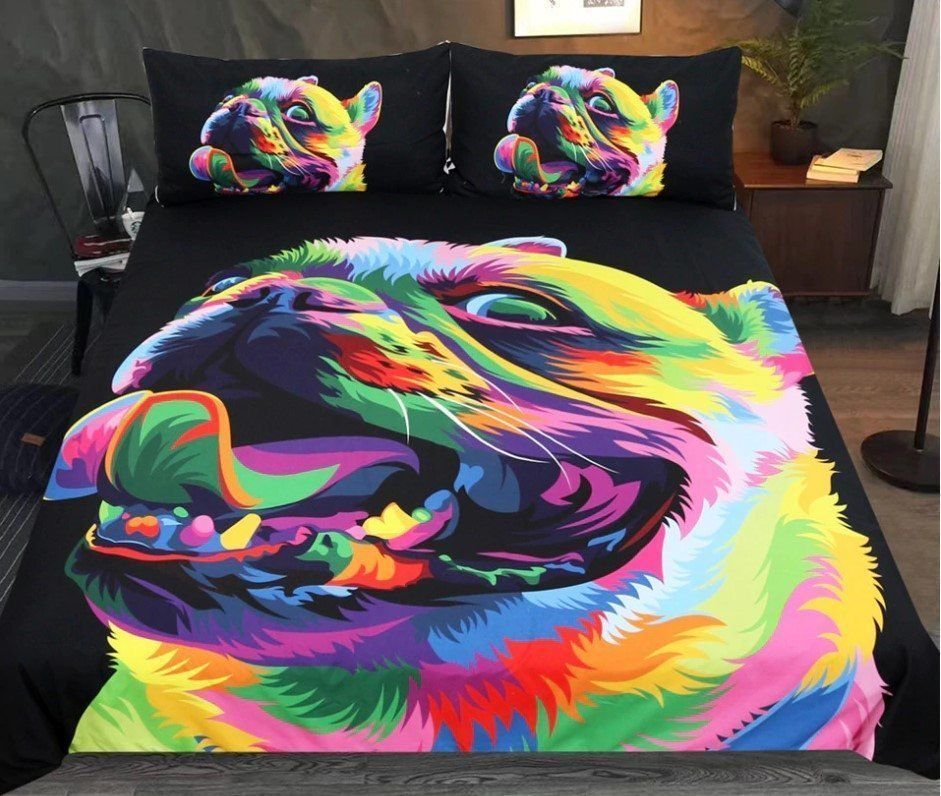 Bulldog Cotton Bed Sheets Spread Comforter Duvet Cover Bedding Sets