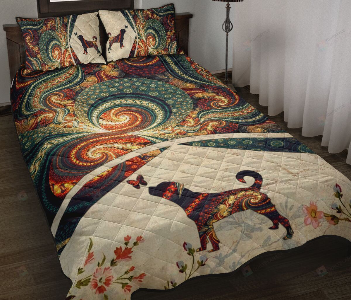 Rottweiler Brown Quilt Bedding Set