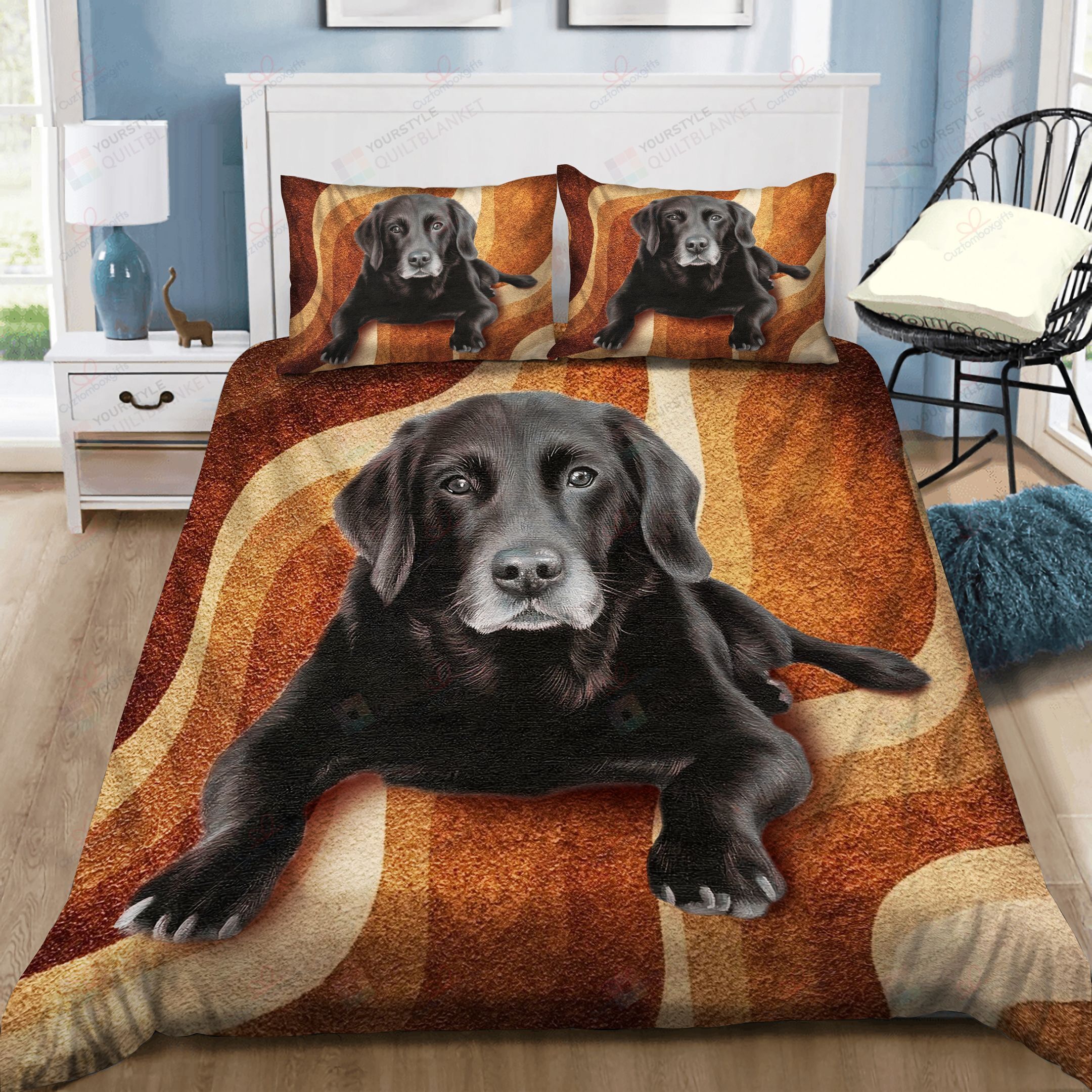 Black Labrador Dog Bedding Set Bed Sheets Spread Comforter Duvet Cover Bedding Sets