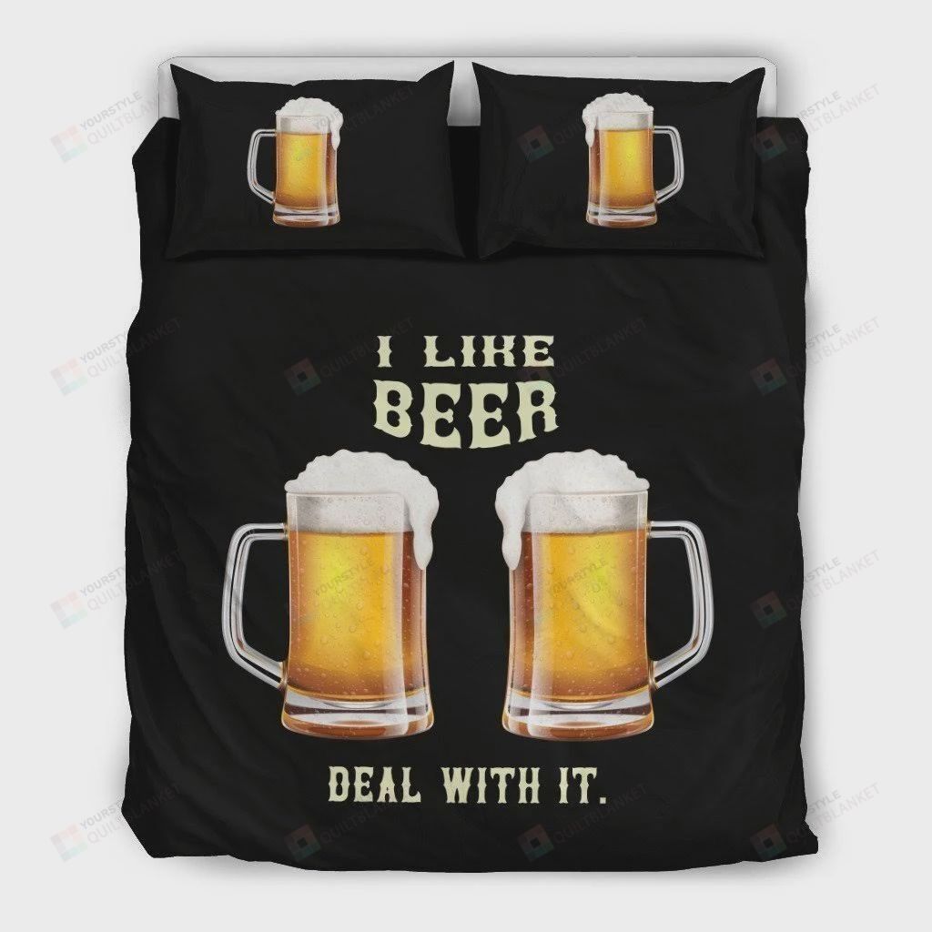 Custom Bedding I Love Beer Deal With It Bedding Set (Duvet Cover & Pillow Cases)