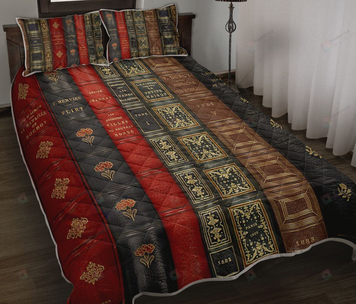 Book Antique Spines Quilt Bedding Set