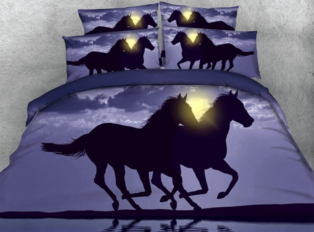 Horse Cotton Bed Sheets Spread Comforter Duvet Cover Bedding Sets