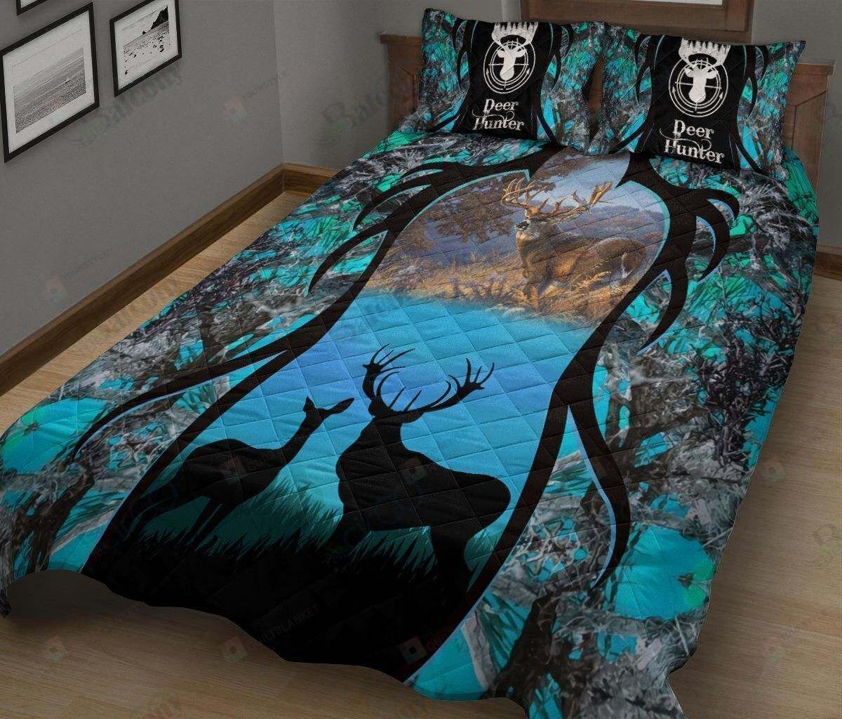 Deer Couple Beside Lake Quilt Bedding Set