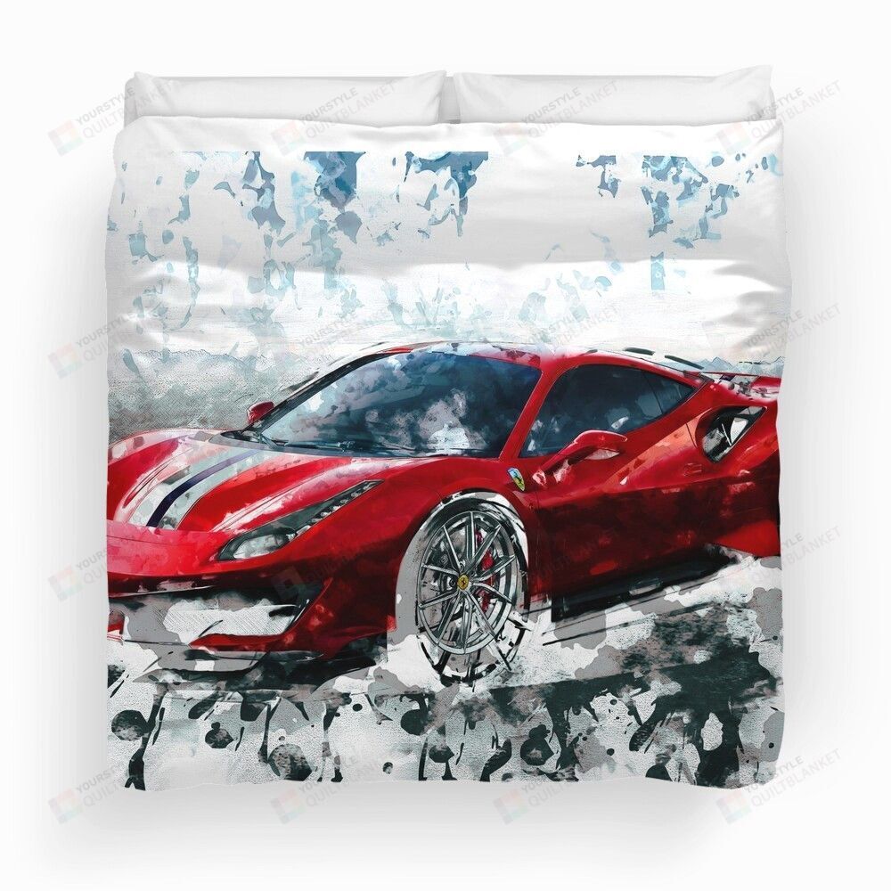 Ferrari 488 Pista Duvet Cover Bedding Set