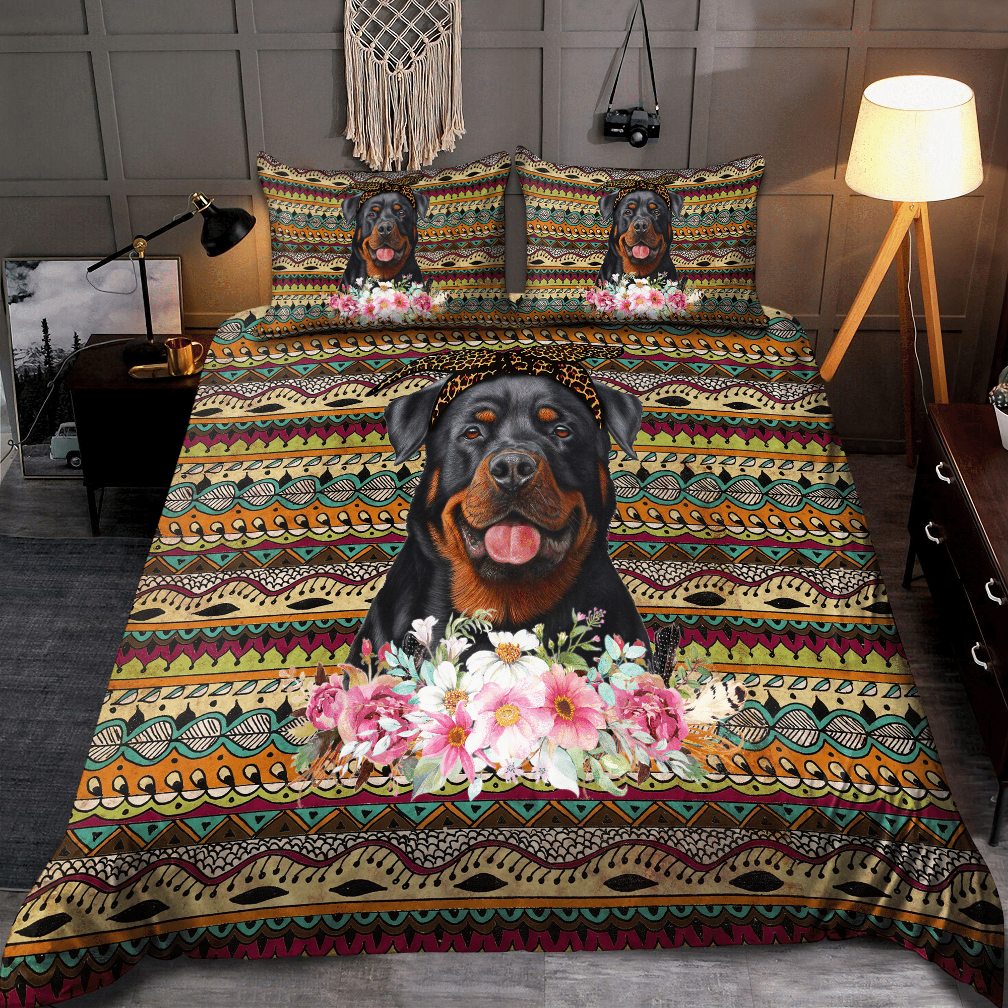 Rottweiler Dog Bedding Set Bed Sheets Spread Comforter Duvet Cover Bedding Sets