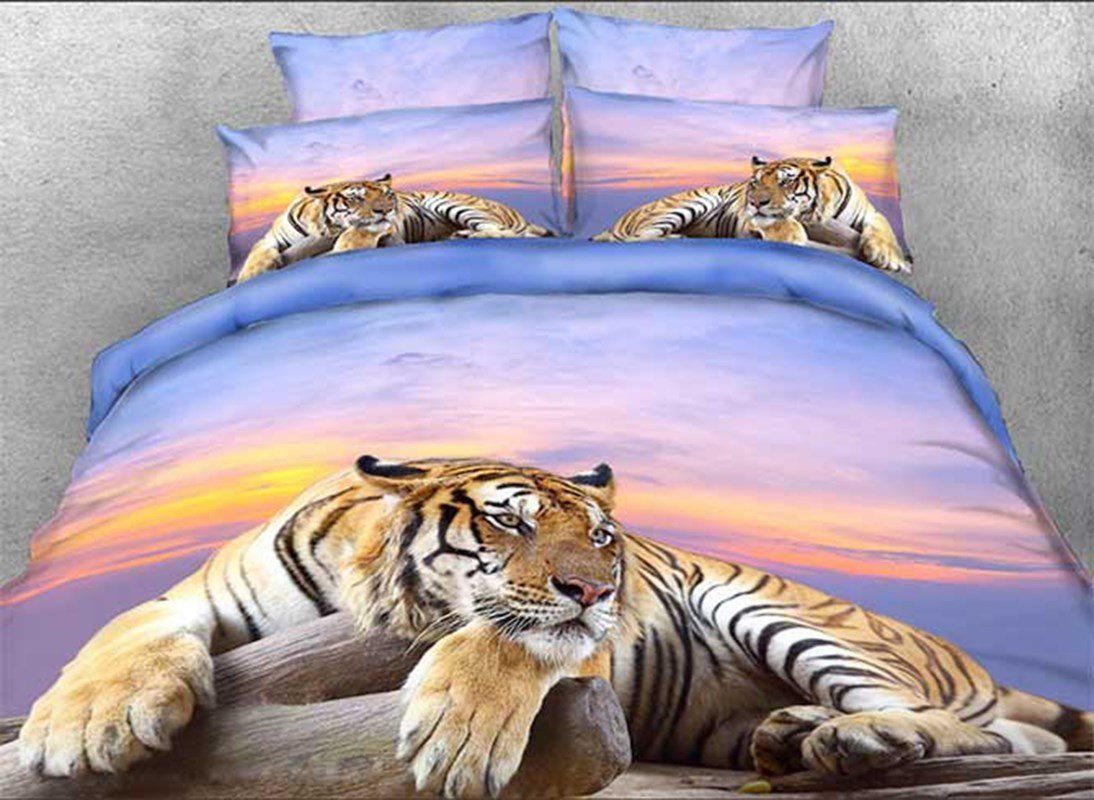 Tiger Cotton Bed Sheets Spread Comforter Duvet Cover Bedding Sets