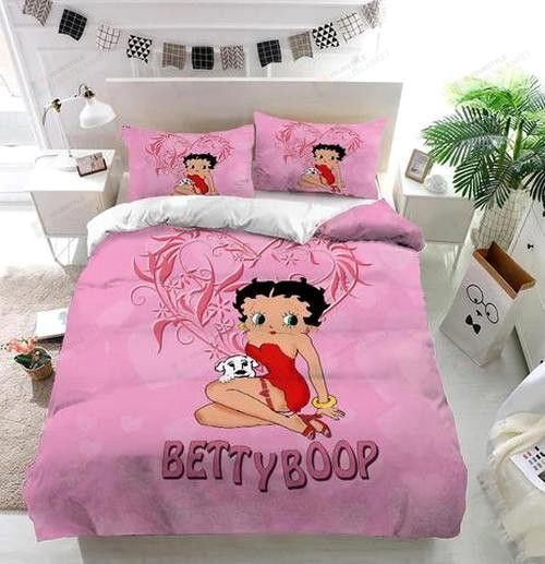 Betty Boop And Dog Pink Bedding Set