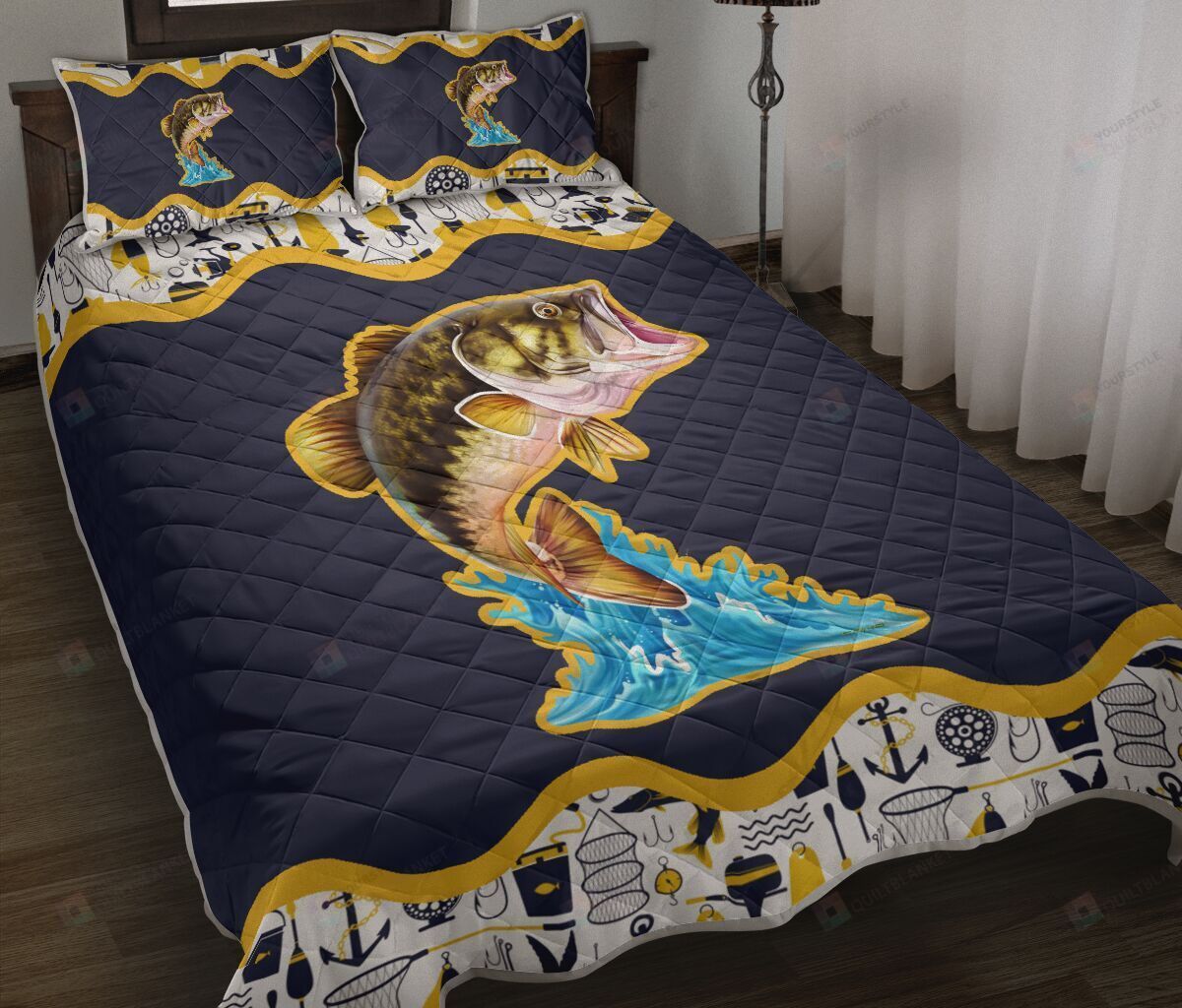 Bass Fishing Quilt Bedding Set