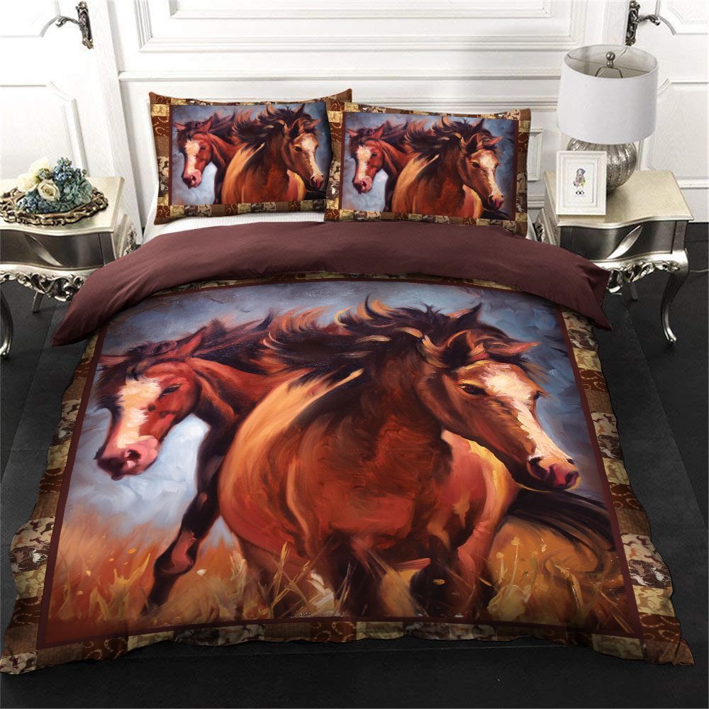 Horse Cotton Bed Sheets Spread Comforter Duvet Cover Bedding Sets