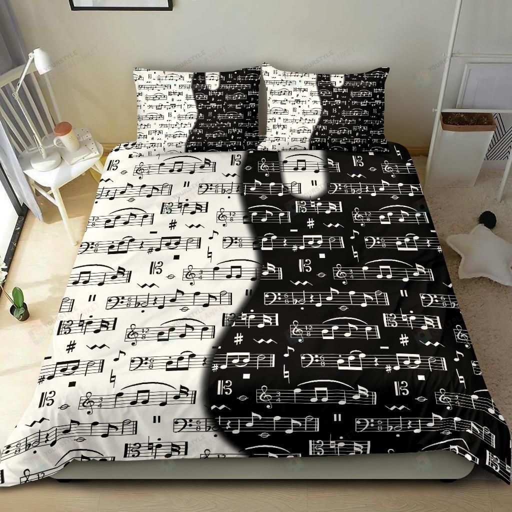 Guitar Music Notes Duvet Cover Bedding Set