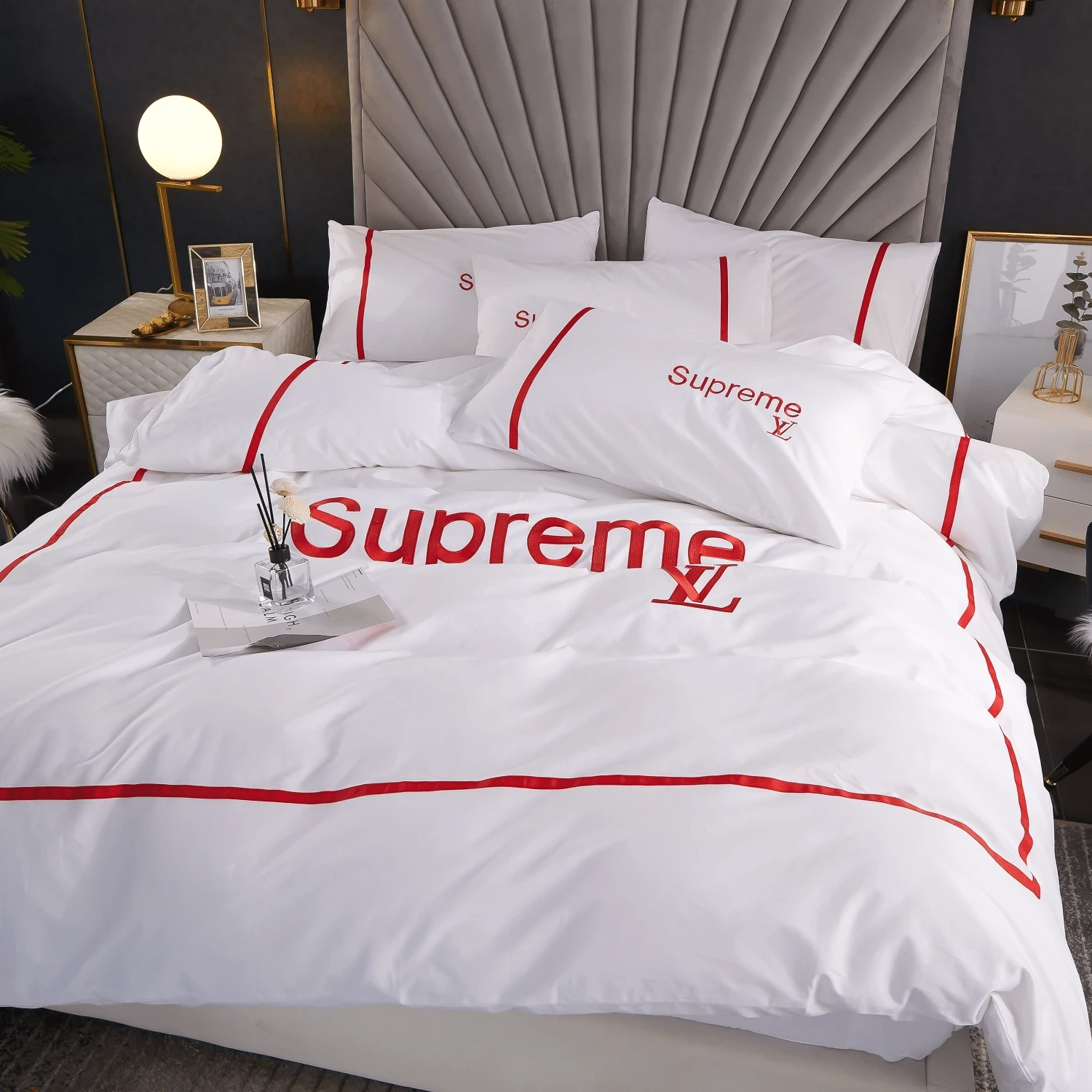 S U P R E M E Lv Luxury Logo Bedding Sets Quilt Sets Duvet Cover