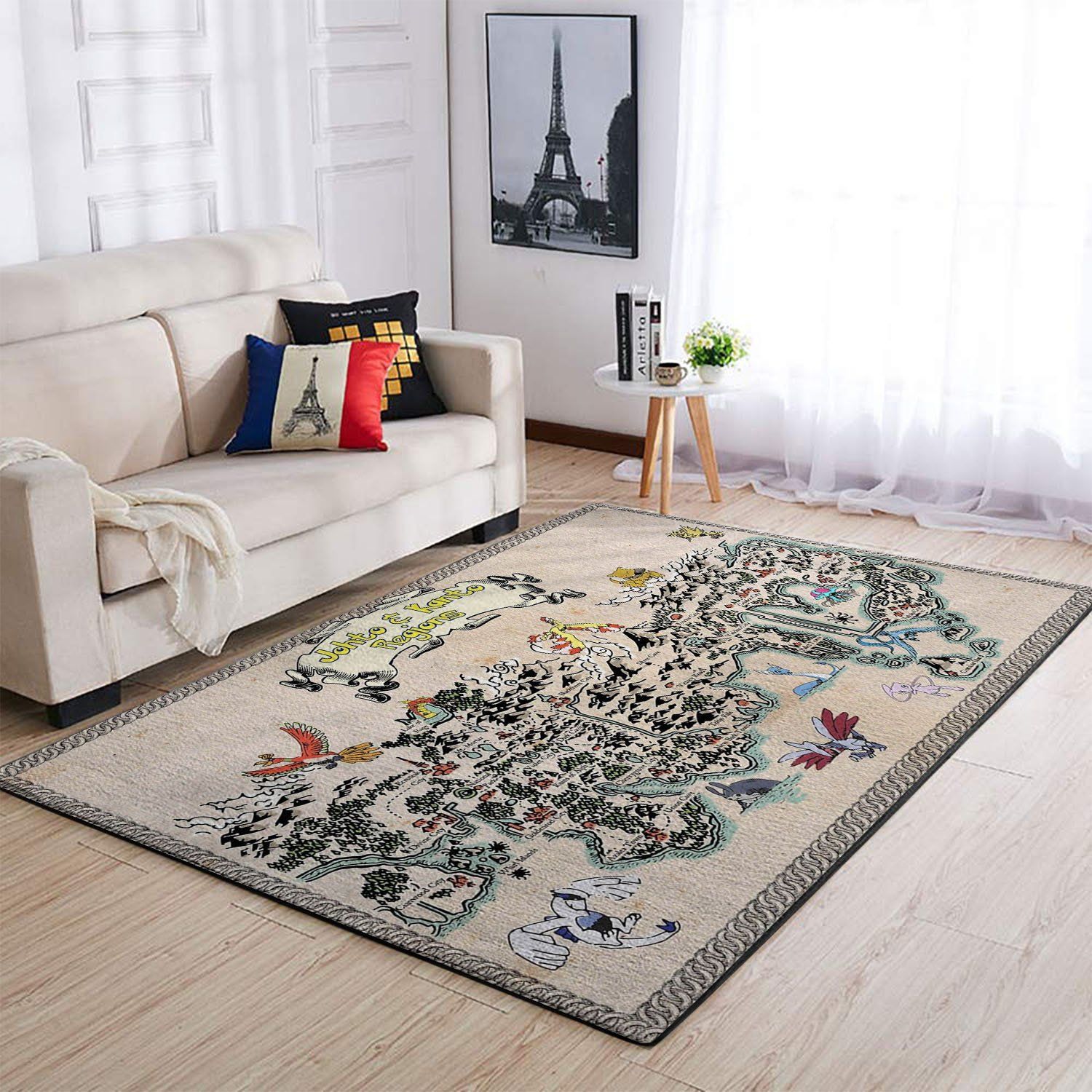 Kanto And Johto Regions Map Pokemon Area Rug Bedroom Rug Floor Home Decor - Indoor Outdoor Rugs