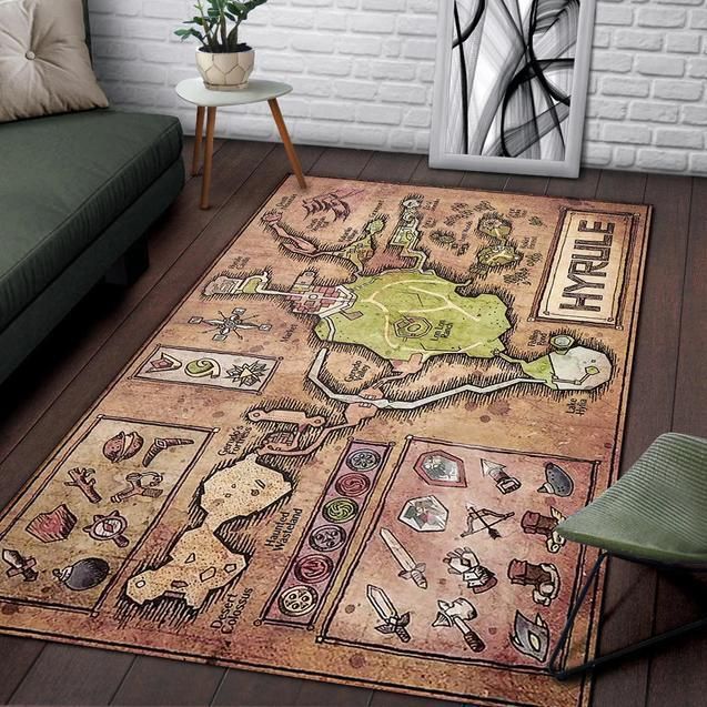 Map Of Hyrule From Legend Of Zelda Ocarina Of Time Area Rug - Indoor Outdoor Rugs