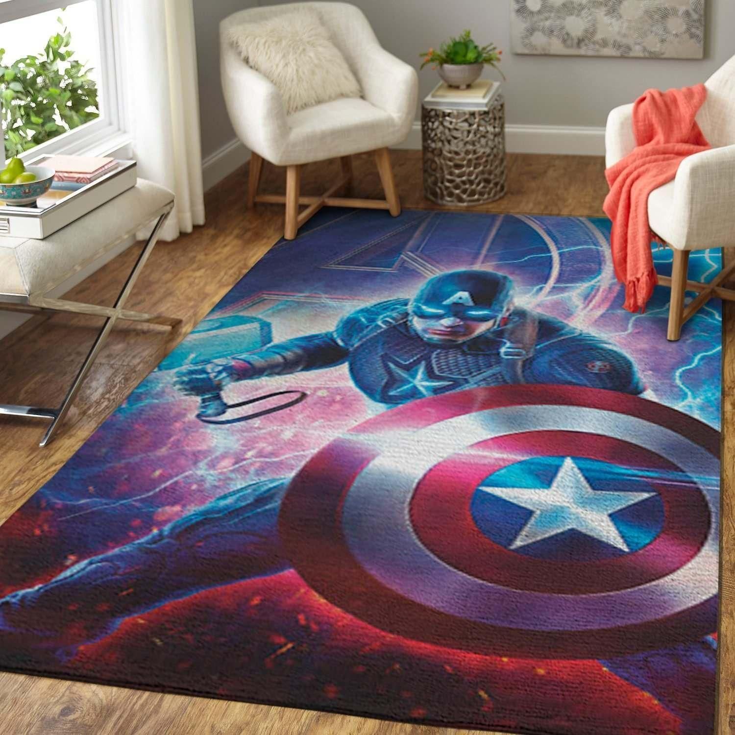 Captain America Rug Super Hero Rug Living Room Rug Home Decor - Indoor Outdoor Rugs