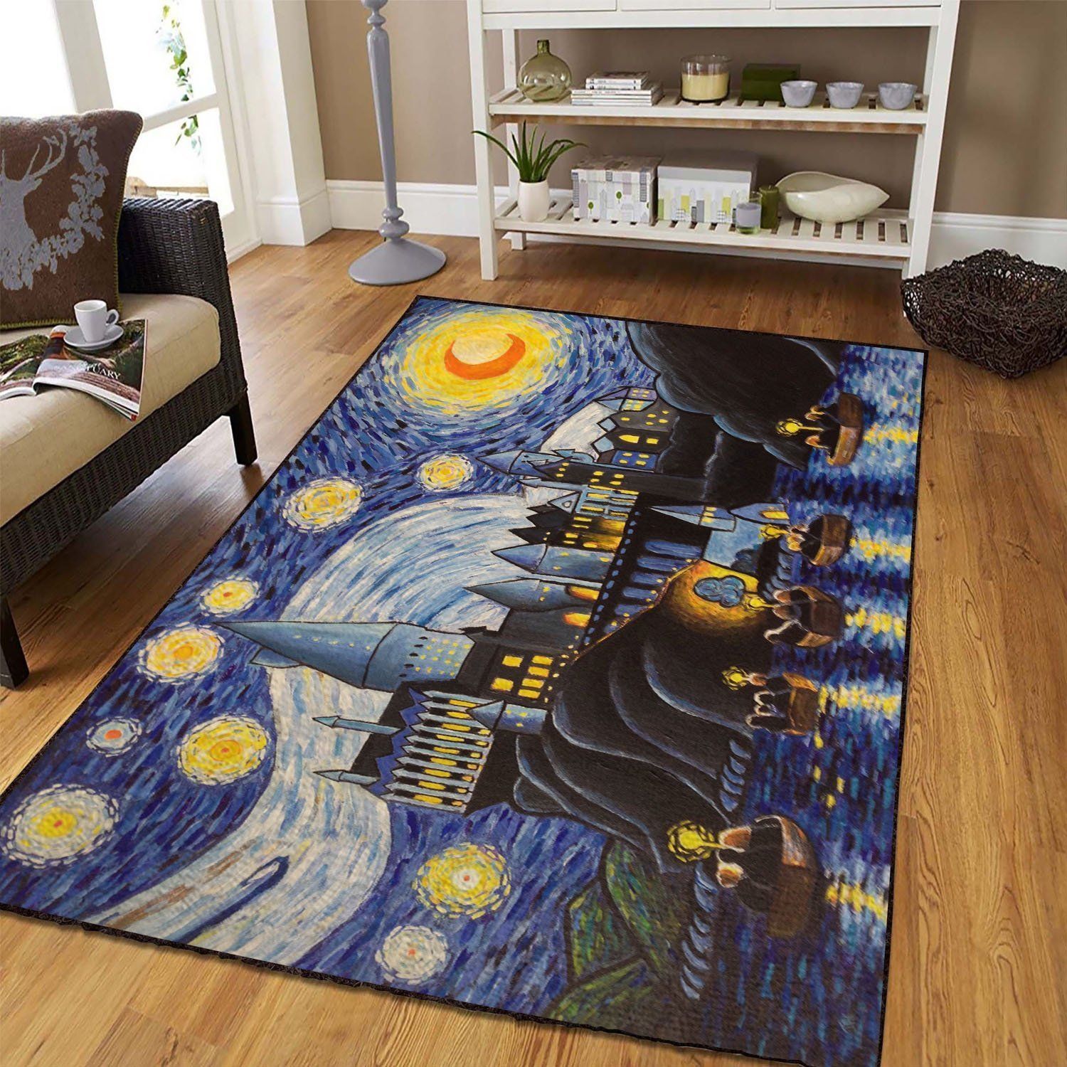 Harry Potter Hogwarts Starry Night Movie Rug For Living Room Floor Decor - Indoor Outdoor Rugs