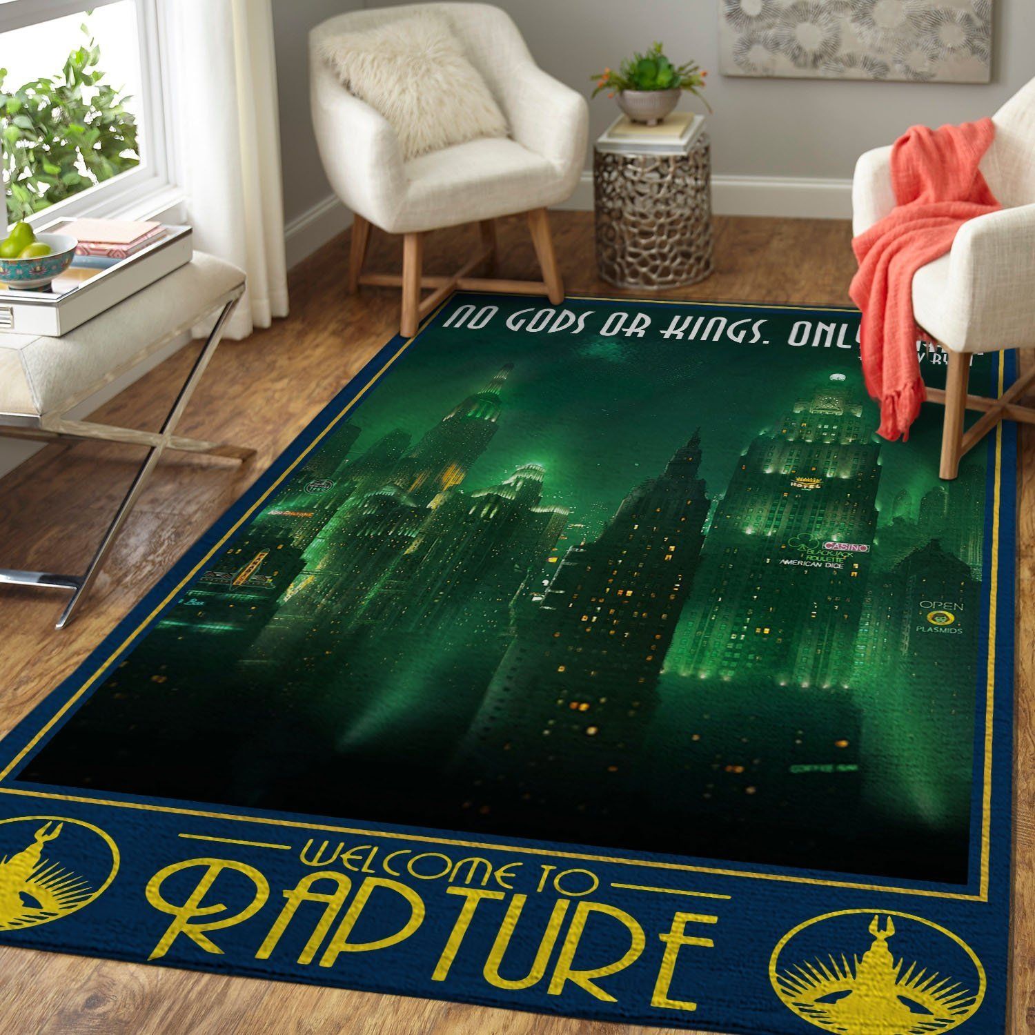 Bioshock Welcome To Rapture Video Game Rug Living Room Rug Home Decor - Indoor Outdoor Rugs