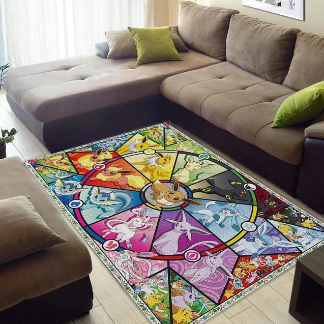 Eevee Pokemon Area Rugs Anime Movies Living Room Carpet Home Decor - Indoor Outdoor Rugs