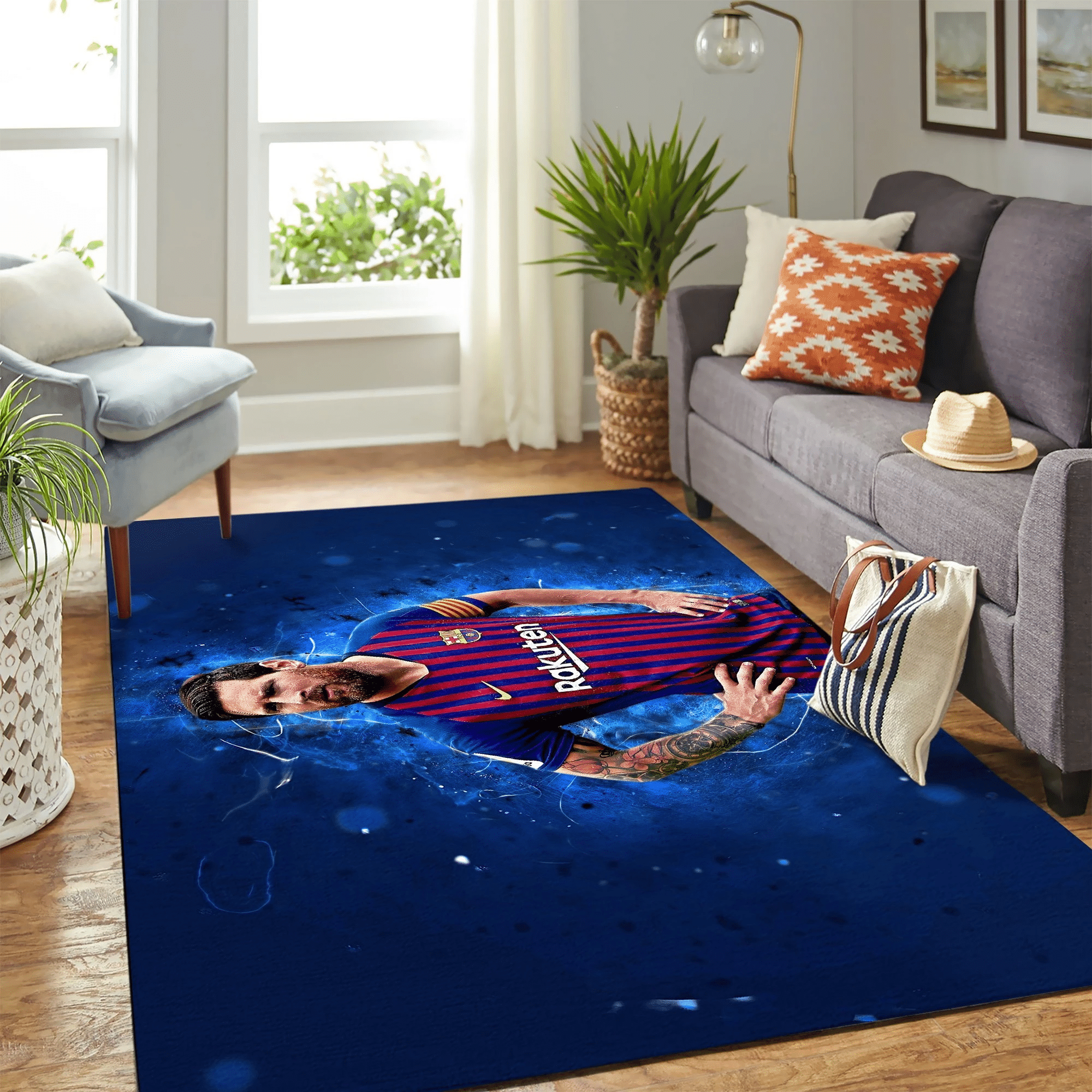 Lionel Messi Barcelona Carpet Floor Area Rug - Indoor Outdoor Rugs