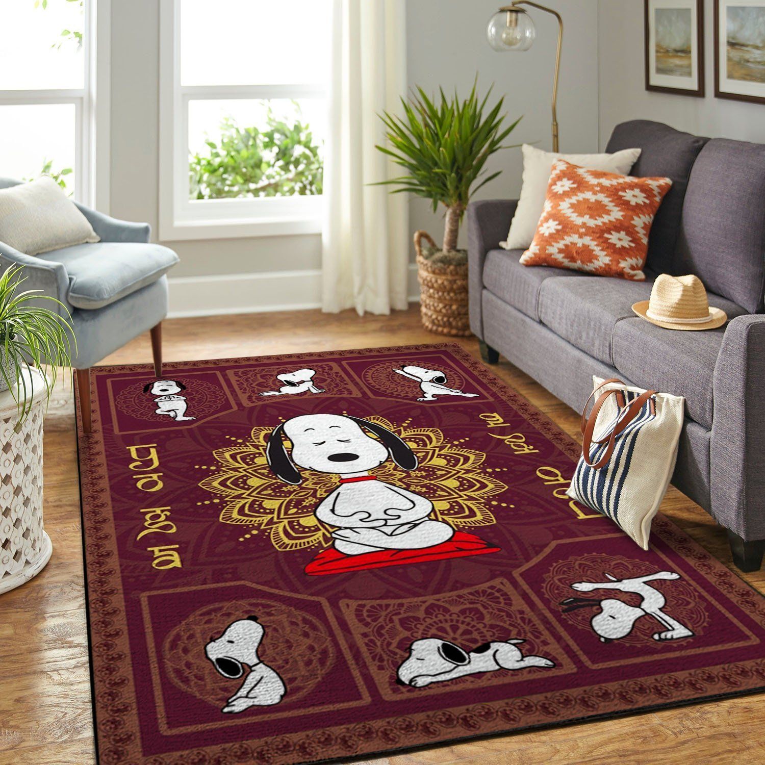 Snoopy Yoga Area Rug - Indoor Outdoor Rugs