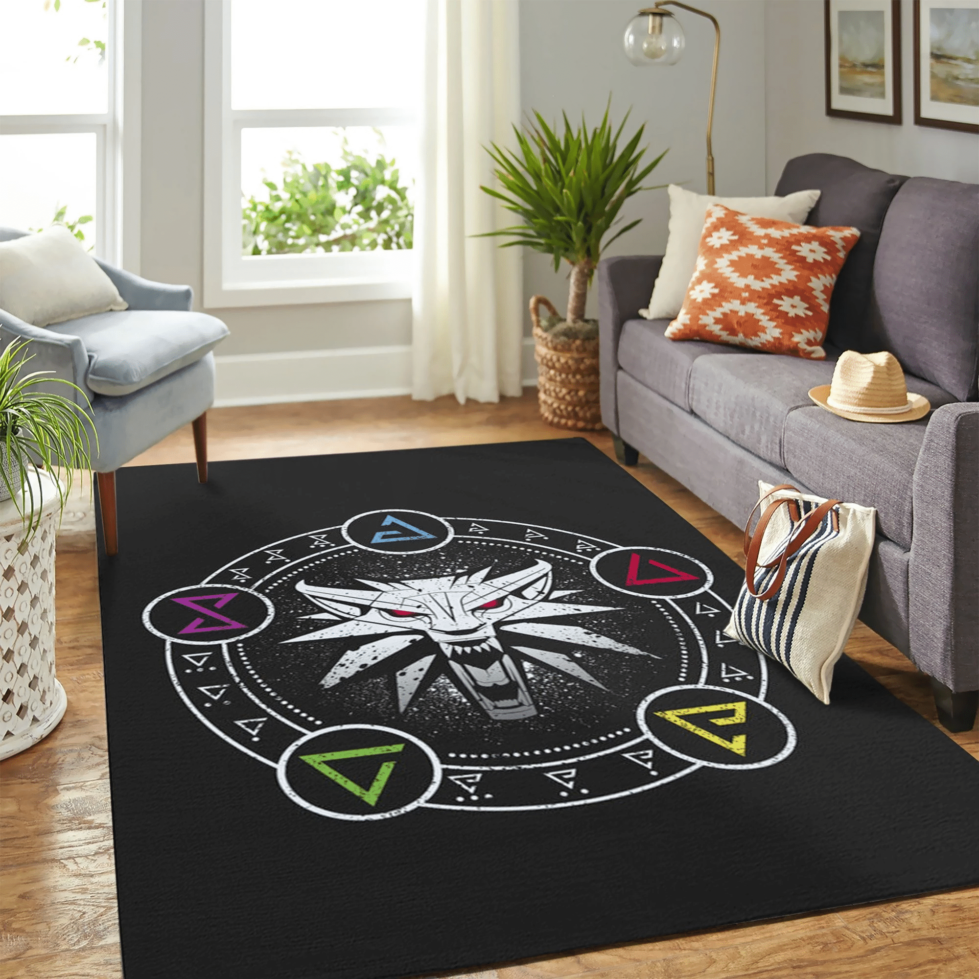 The Witcher Logo Emblem Carpet Floor Area Rug - Indoor Outdoor Rugs