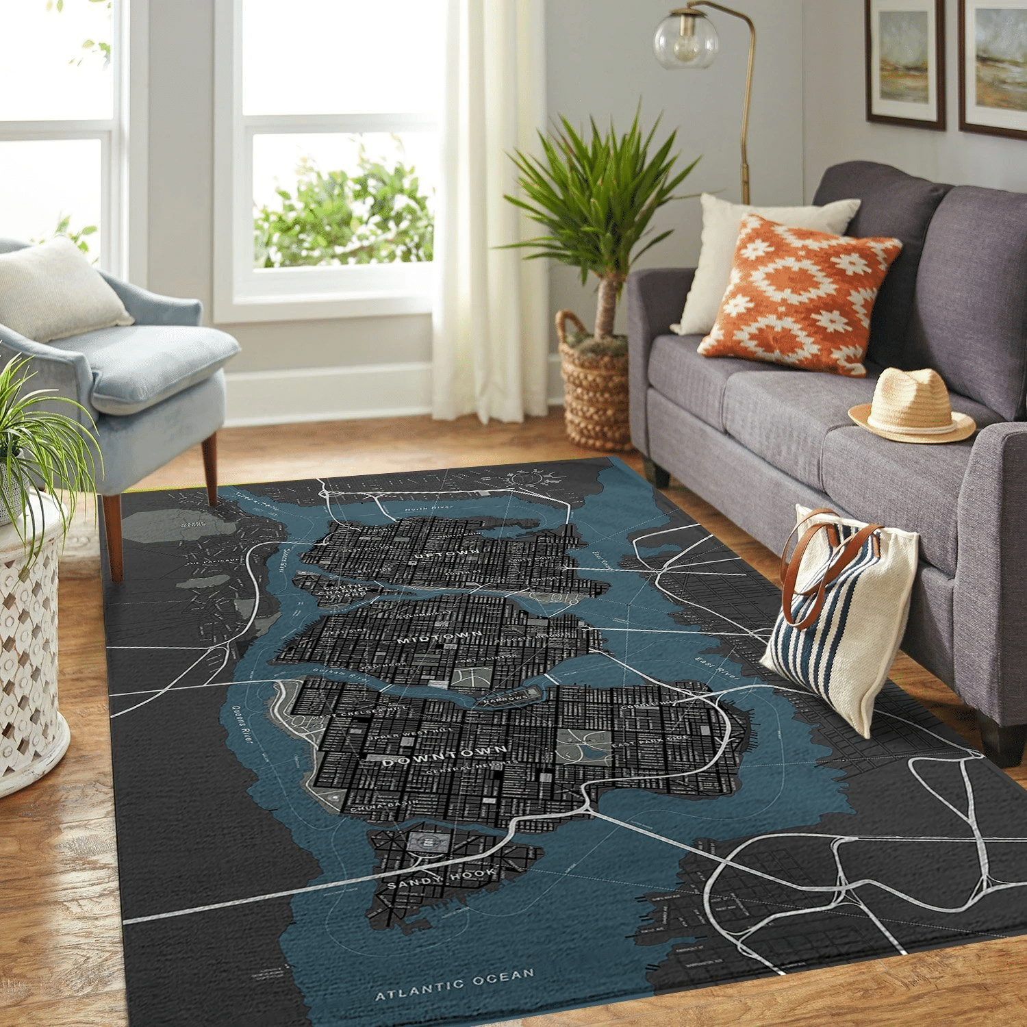 Gotham City Map High Resolution Area Rug - Indoor Outdoor Rugs