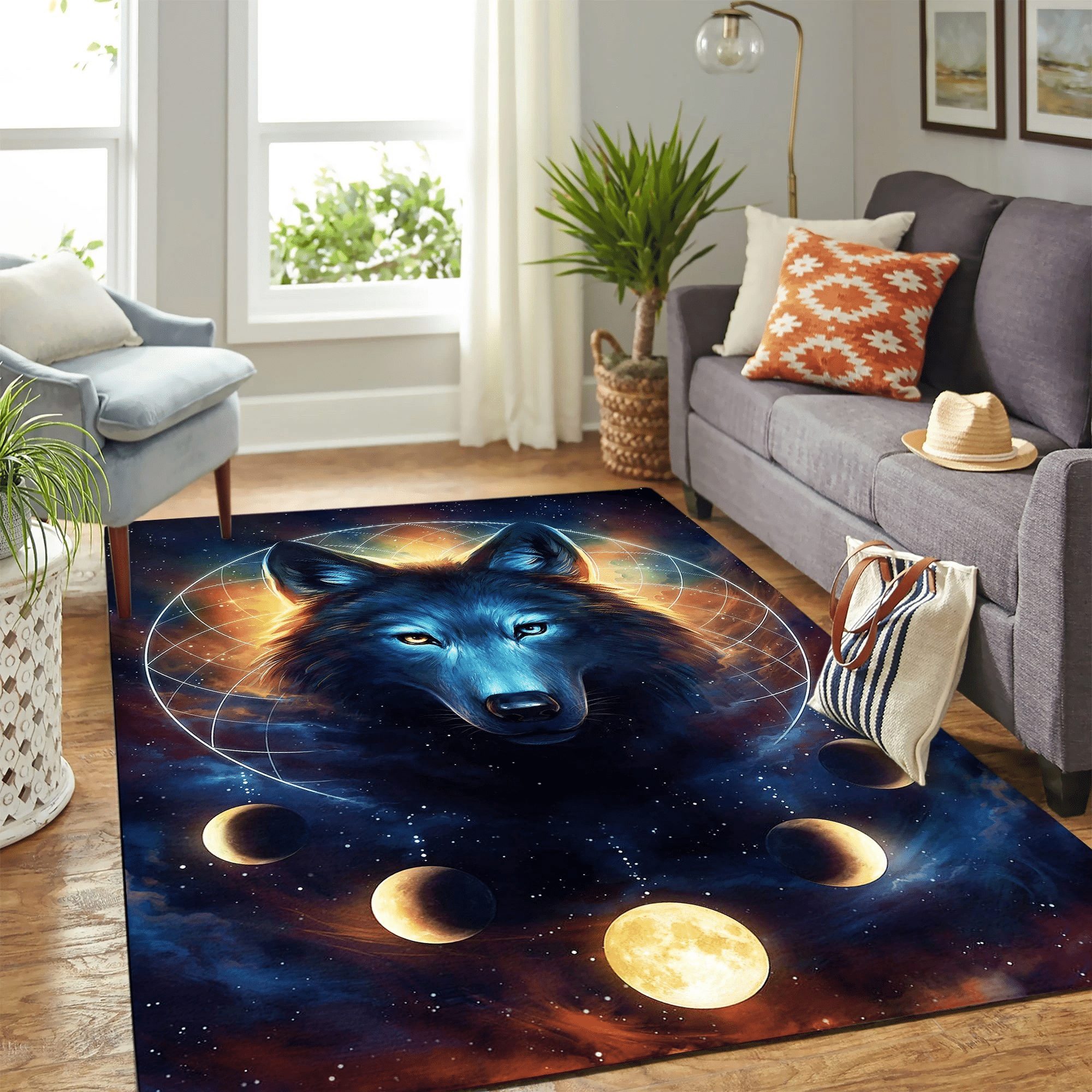 Wolf Galaxy Carpet Floor Area Rug - Indoor Outdoor Rugs