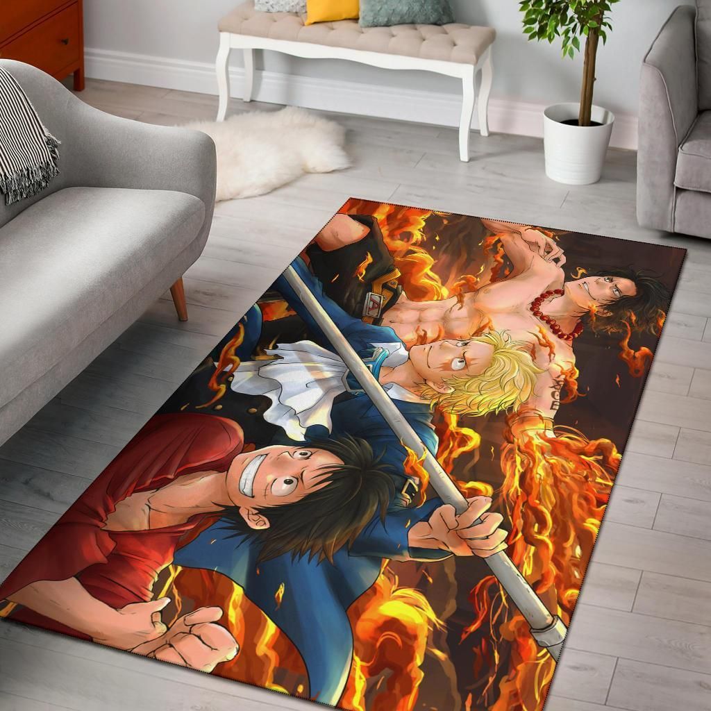 One Piece Luffy Ace Sabo Area Rug - Indoor Outdoor Rugs