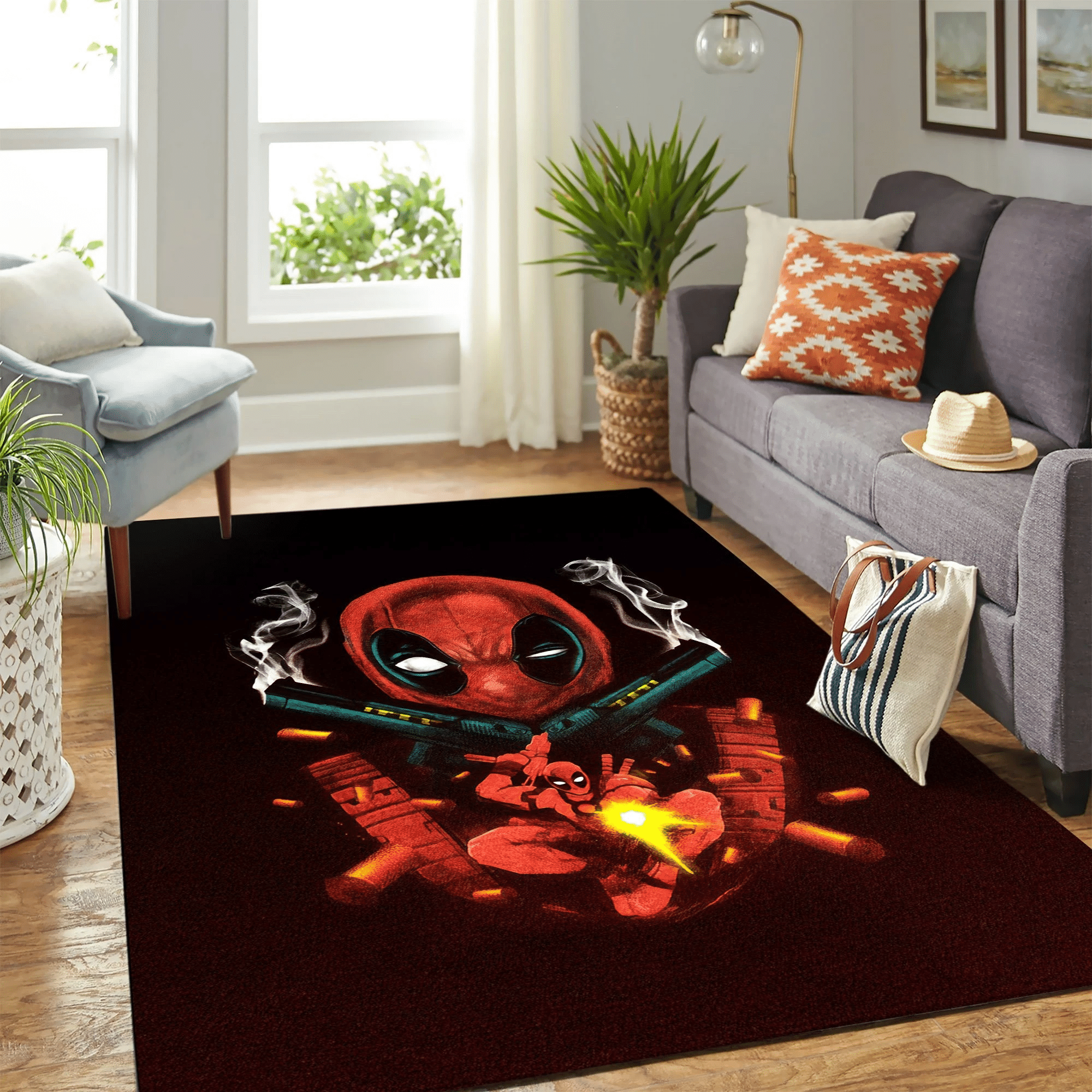 Deadpool Gun Carpet Rug - Indoor Outdoor Rugs