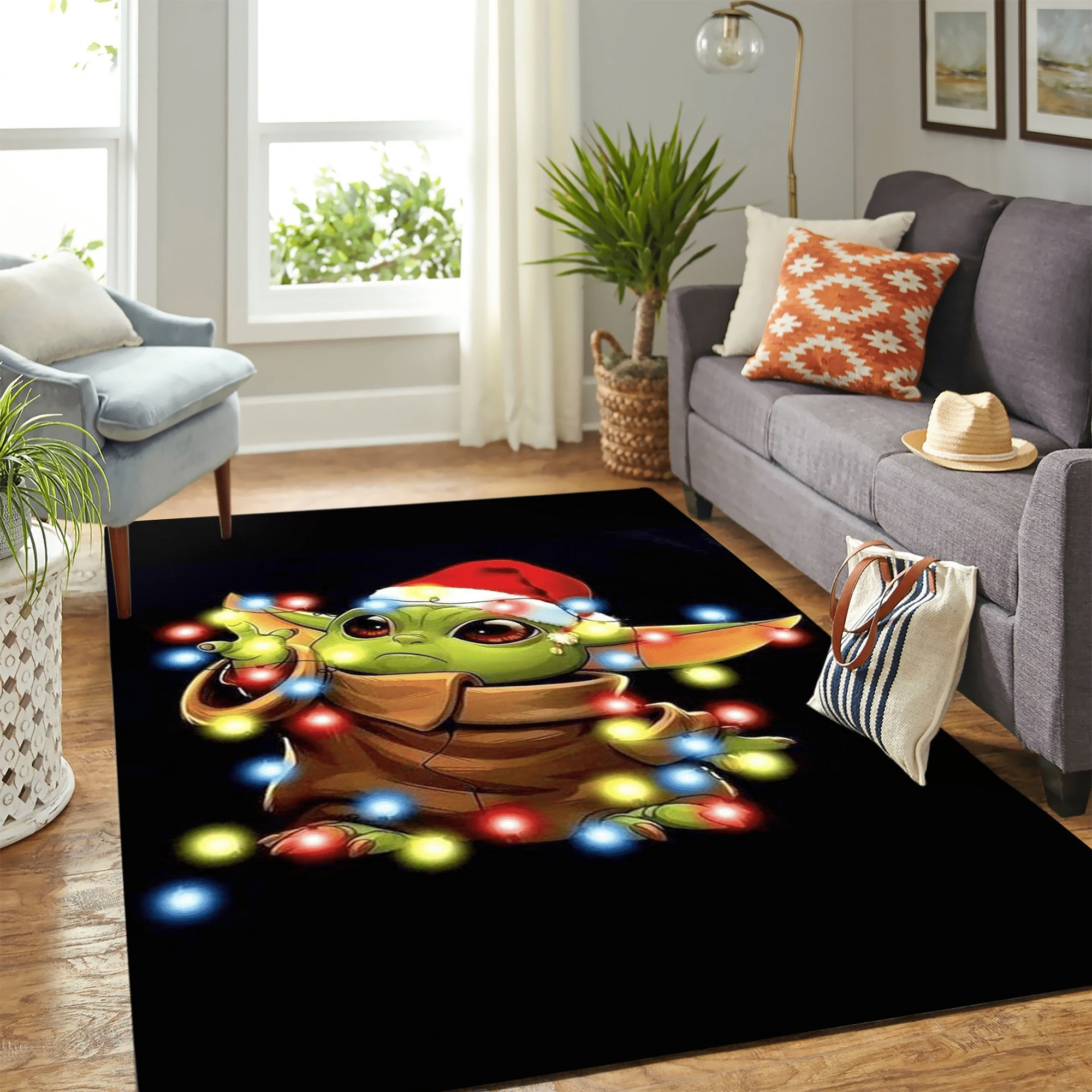 Baby Yoda Christmas Carpet Floor Area Rug - Indoor Outdoor Rugs