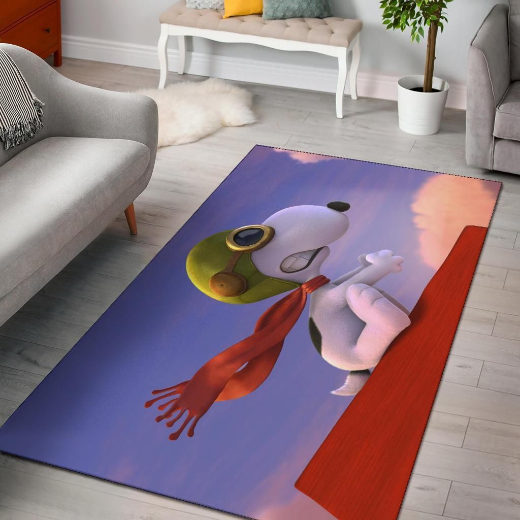 Snoopy Flying Area Rug - Indoor Outdoor Rugs