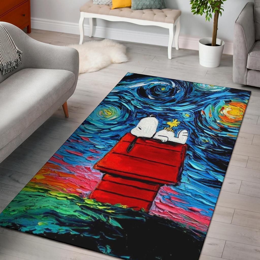 Starry Night Snoopy Area Rug - Indoor Outdoor Rugs