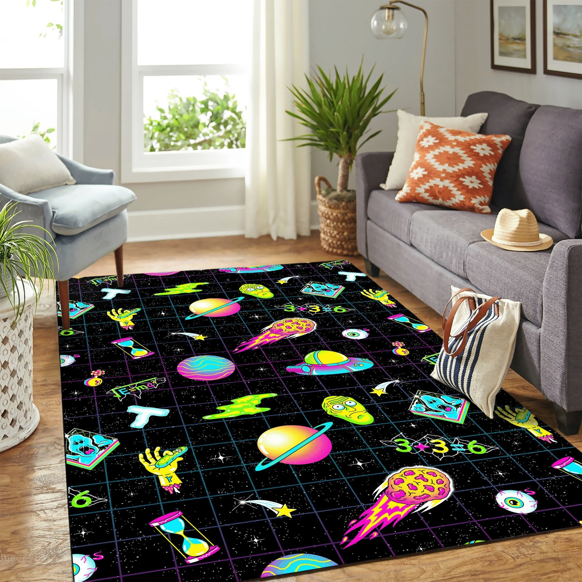 Rick And Morty University Carpet Floor Area Rug - Indoor Outdoor Rugs