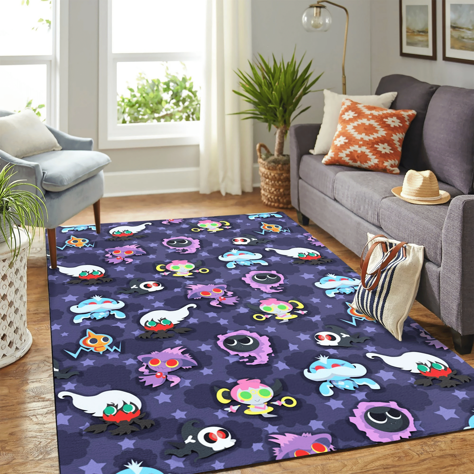 Pokemon Ghost Dark Pattern Carpet Floor Area Rug - Indoor Outdoor Rugs