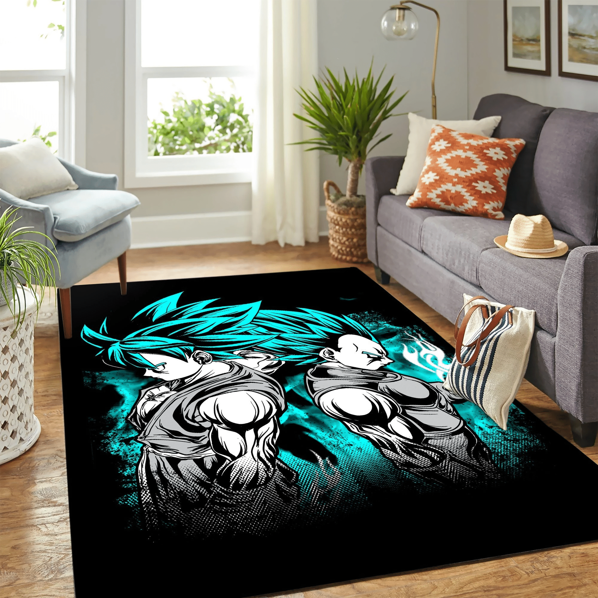 Goku Vegeta Blue Carpet Floor Area Rug - Indoor Outdoor Rugs