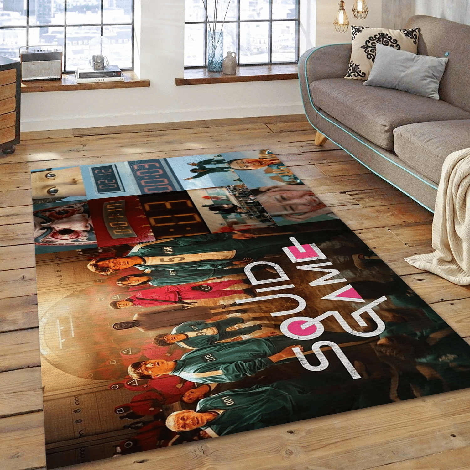 Squid Game Ver6 Area Rug, Living Room Rug - Floor Decor - Indoor Outdoor Rugs