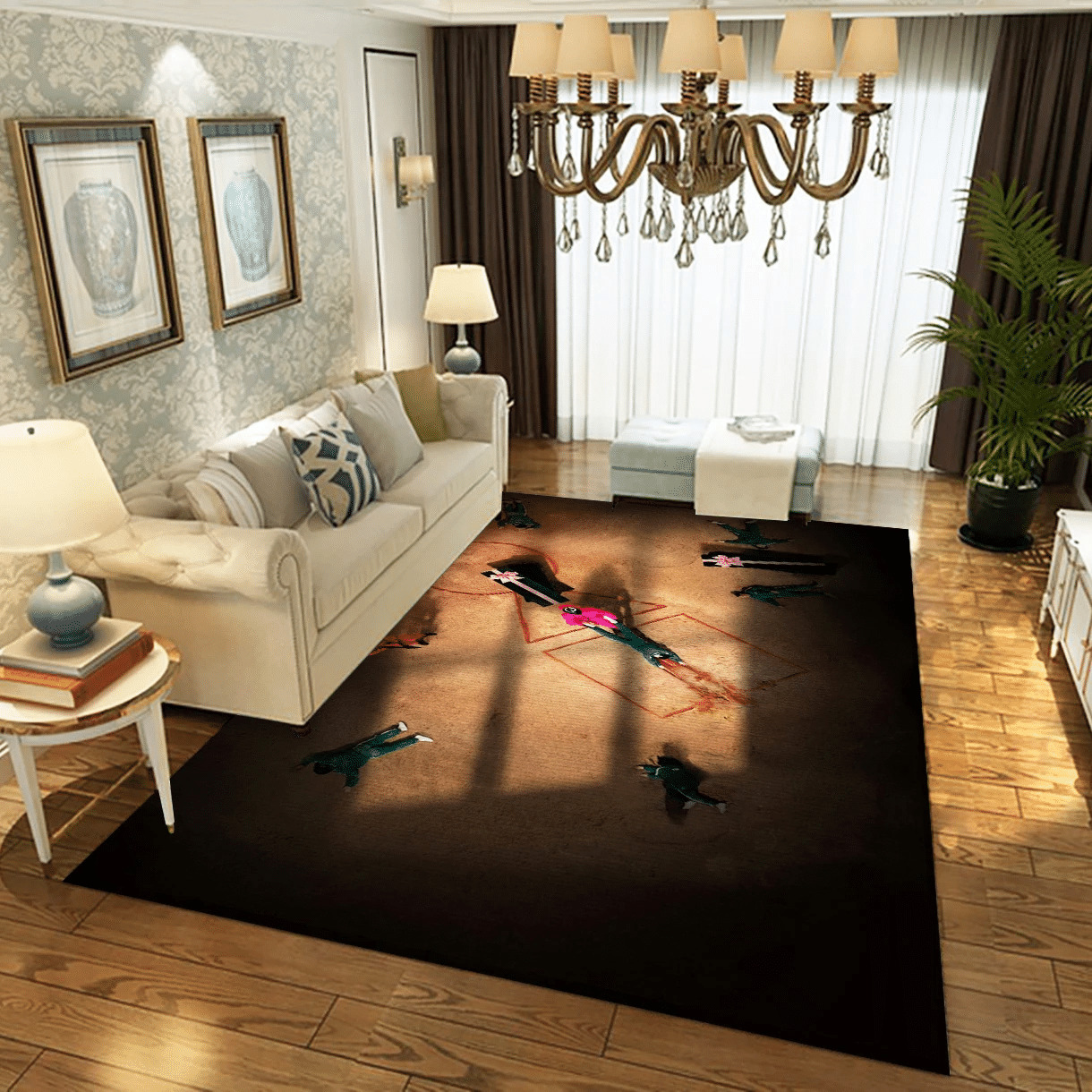 Squid Game Ver1 Movie Area Rug, Living Room Rug - Home Decor Floor Decor - Indoor Outdoor Rugs