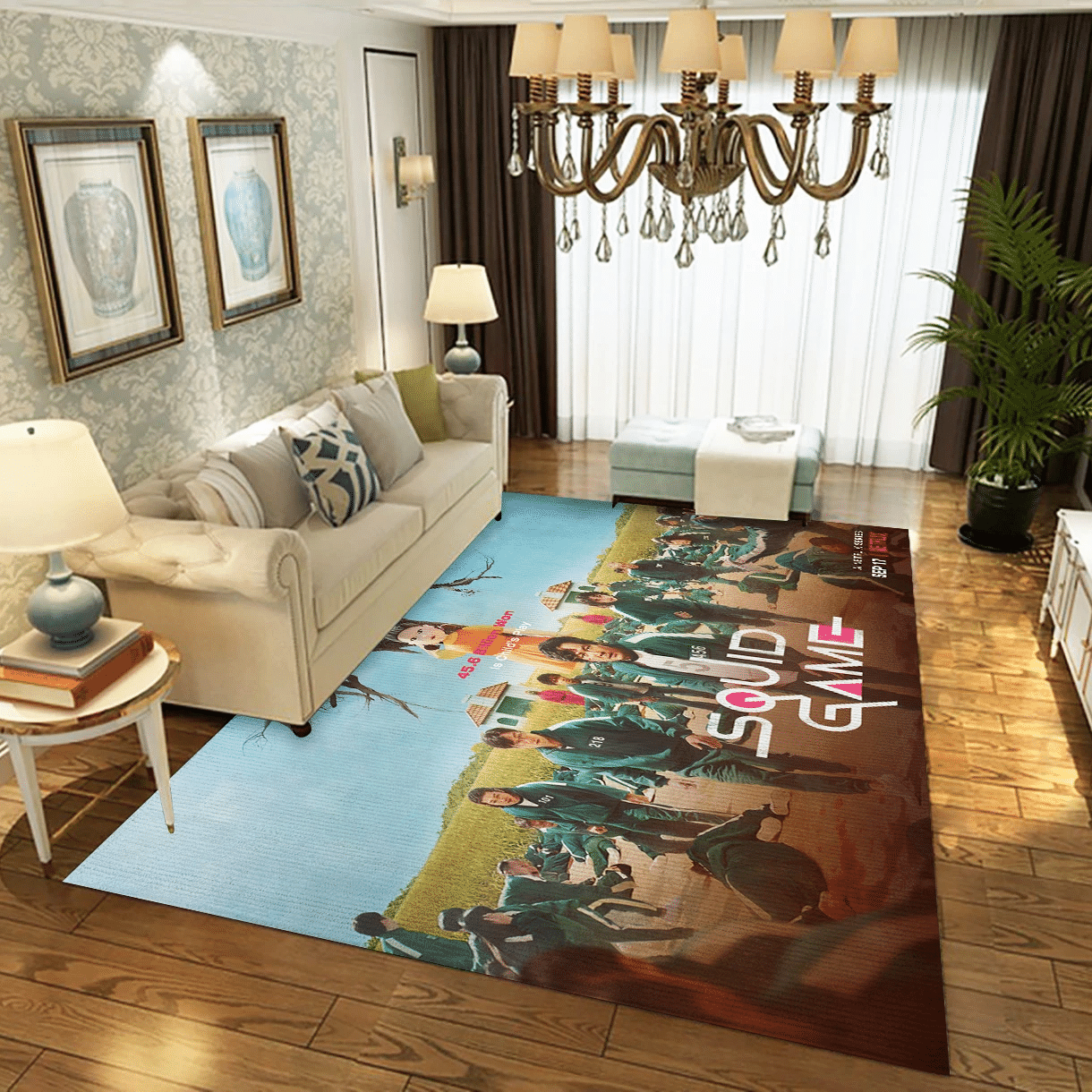 Squid Game Ver4 Movie Rug, Living Room And Bed Room Rug - Home Decor Floor Decor - Indoor Outdoor Rugs