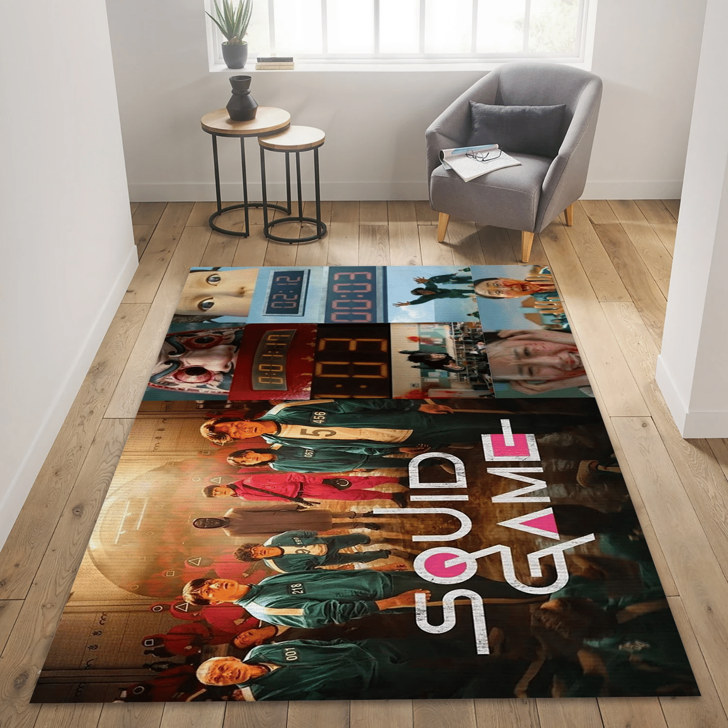 Squid Game Ver6 Area Rug, Living Room Rug - Floor Decor - Indoor Outdoor Rugs