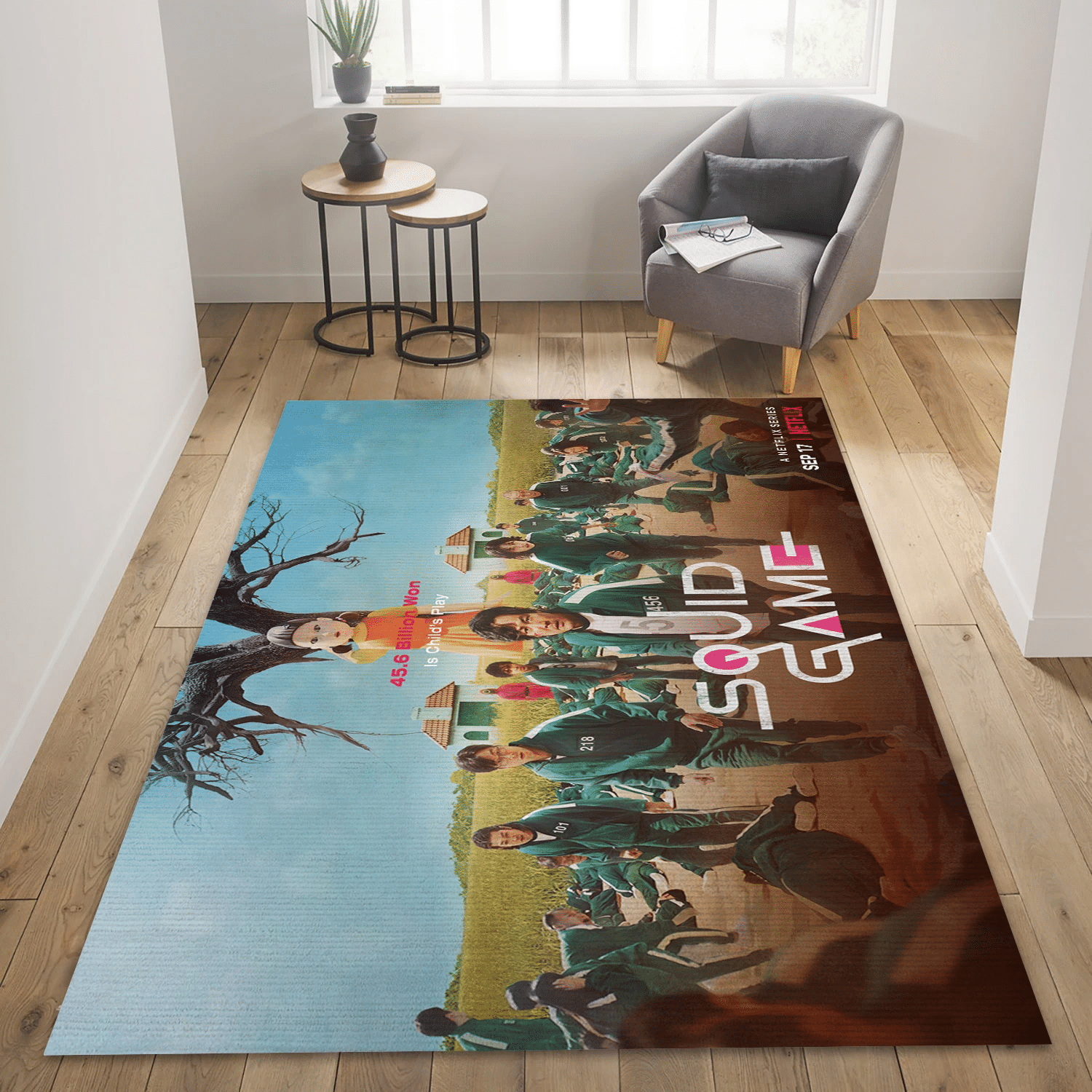 Squid Game Ver4 Movie Rug, Living Room And Bed Room Rug - Home Decor Floor Decor - Indoor Outdoor Rugs