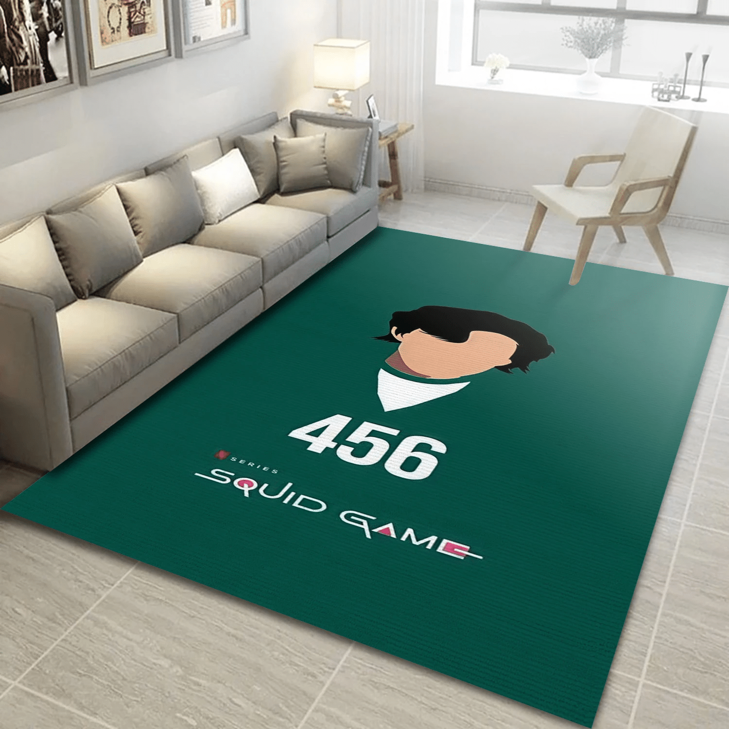 Squid Game 456 Rug, Bedroom Rug - Home Decor Floor Decor - Indoor Outdoor Rugs