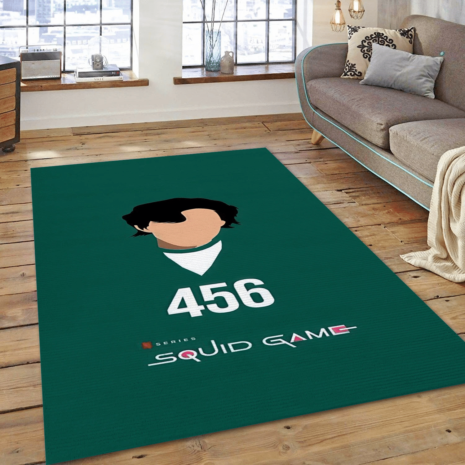 Squid Game 456 Rug, Bedroom Rug - Home Decor Floor Decor - Indoor Outdoor Rugs